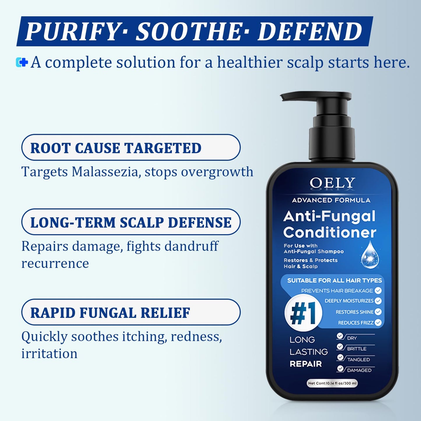 oely Antifungal Shampoo & Conditioner Set — Scalp Support for Folliculitis & Dermatitis