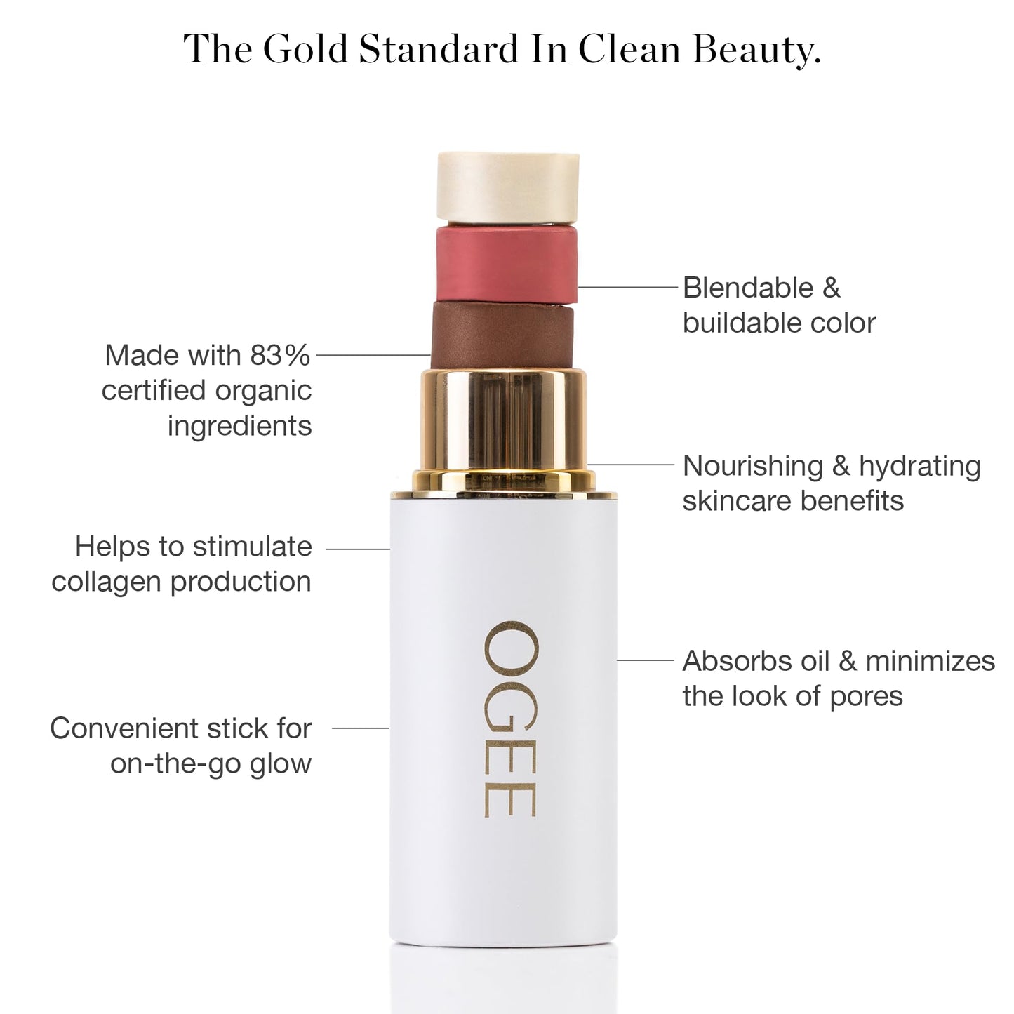 Ogee Sculpted Face Stick Moonstone Ultraviolet Sheen – Certified Organic Highlighter Makeup