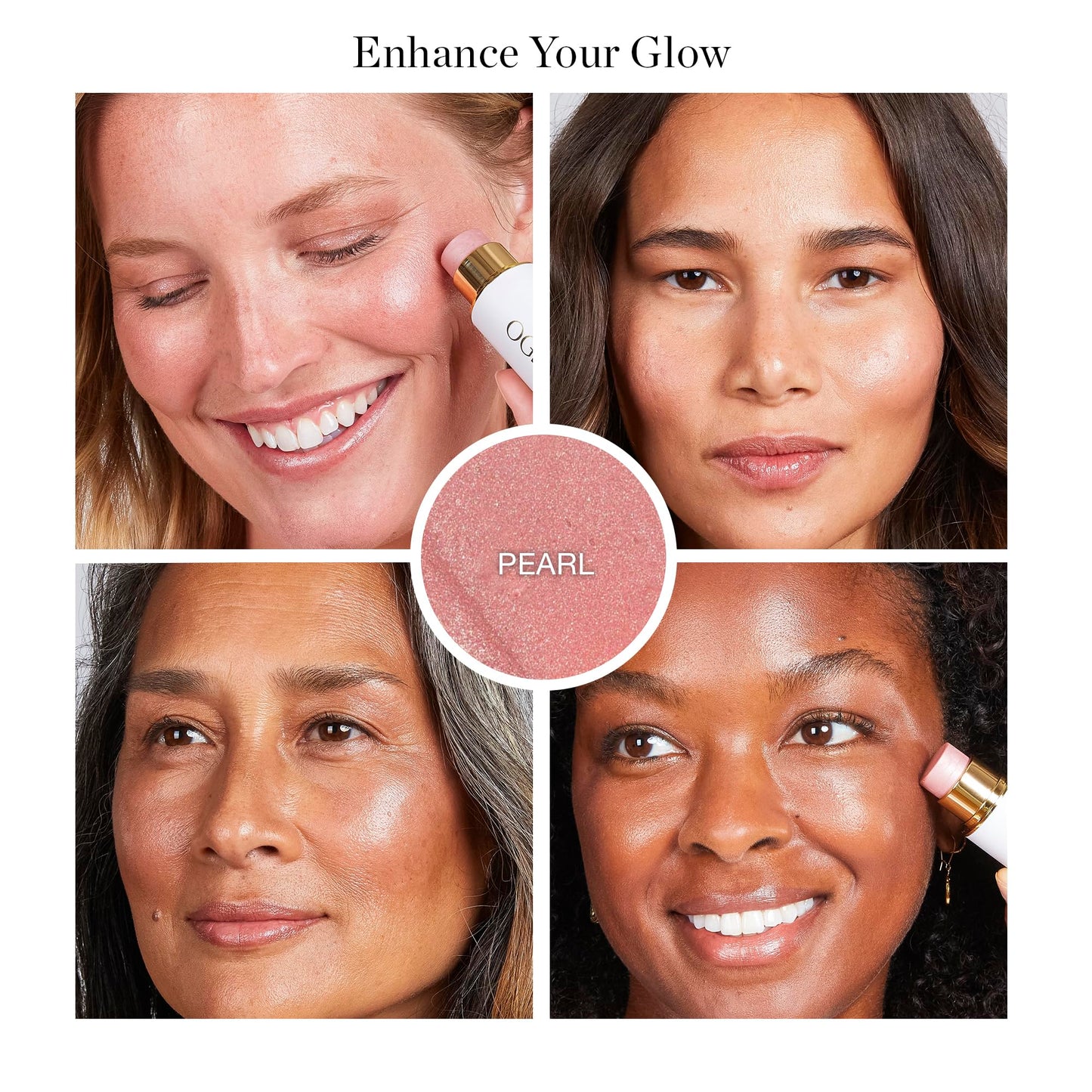 Ogee Sculpted Face Stick – Pearlescent Peony Shimmer | Certified Organic Highlighter Makeup