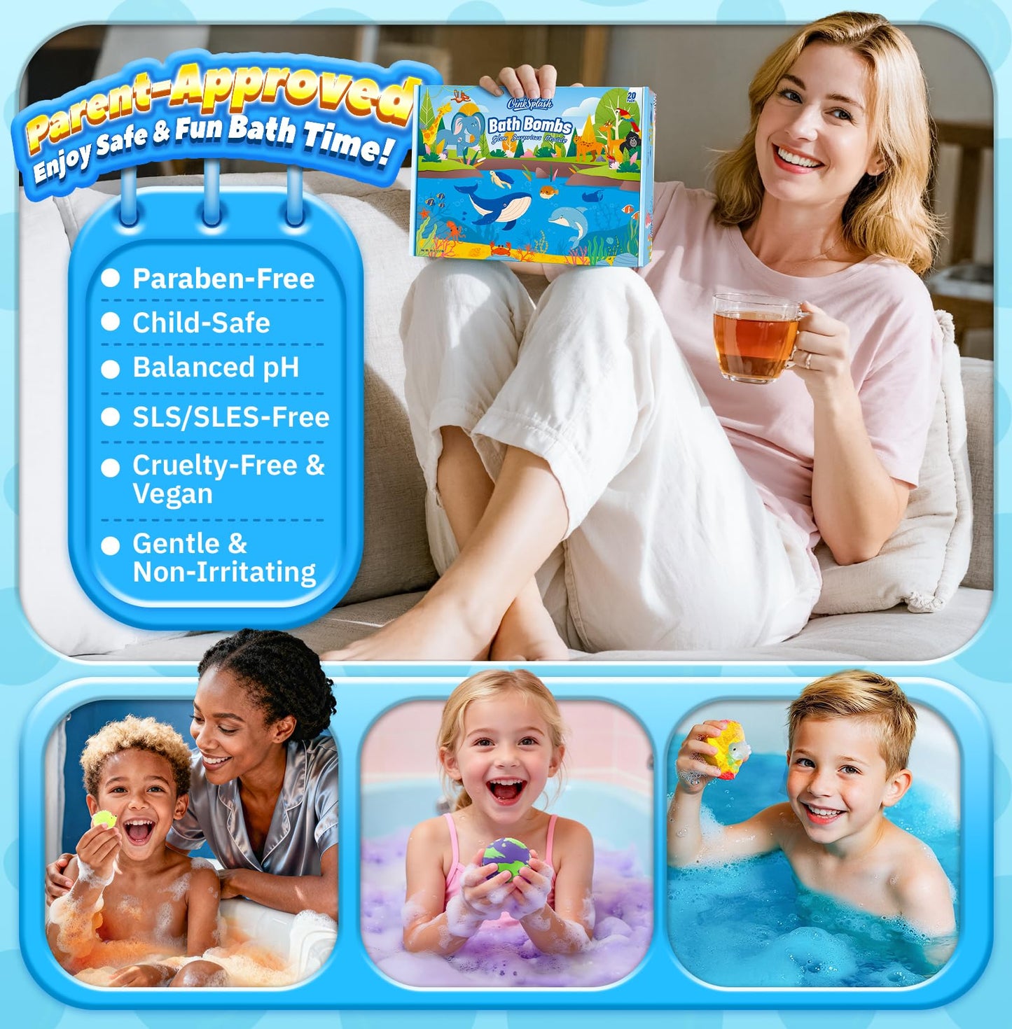 OinkSplash Kids Bath Bombs with Surprise Inside – 20 Pack Glow-in-the-Dark Toys