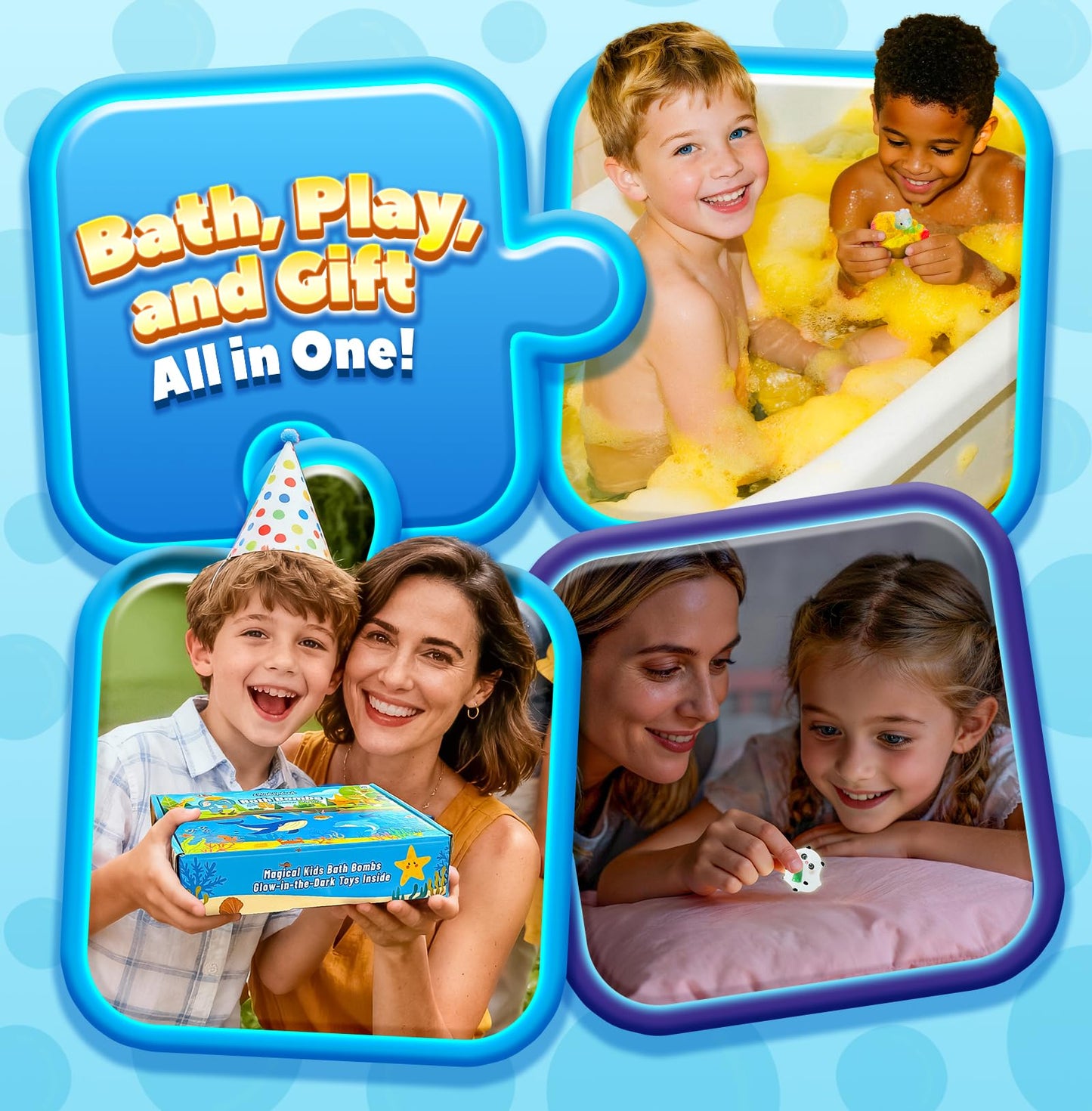 OinkSplash Kids Bath Bombs with Surprise Inside – 20 Pack Glow-in-the-Dark Toys