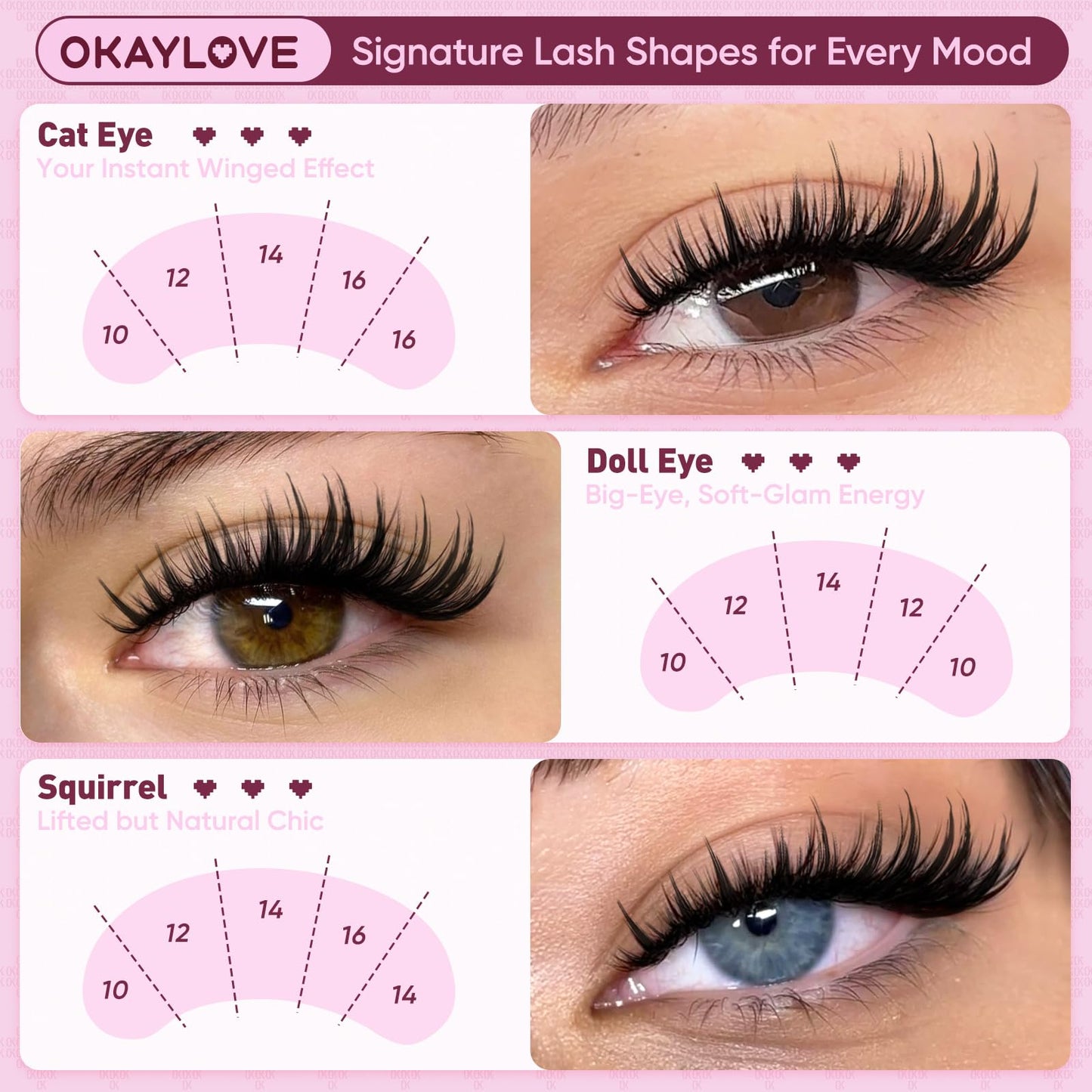 OKAYLOVE Bunny Lash Clusters Kit – 8–18mm Wipsy Lashes, Bond & Seal
