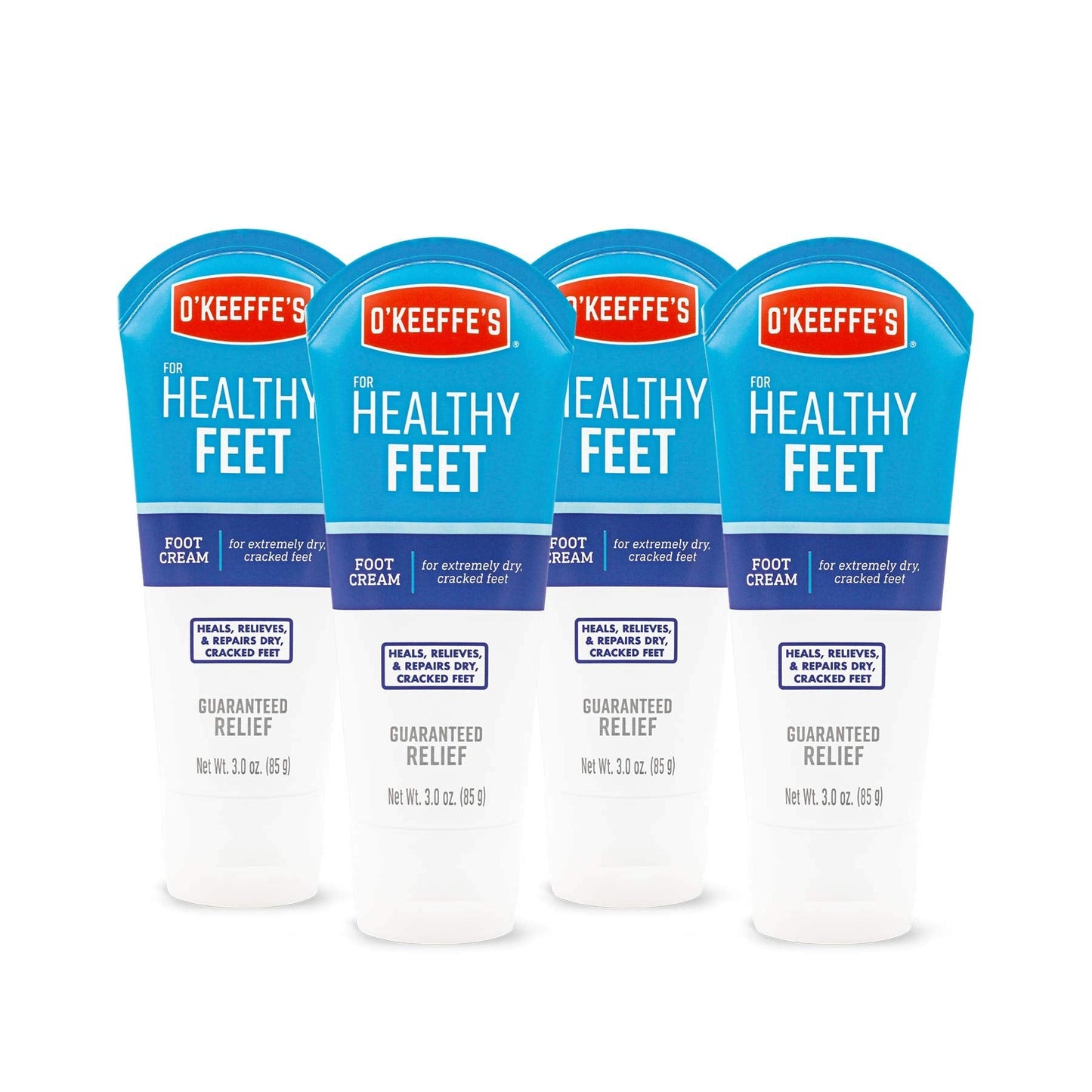 O'Keeffe's K0280004-4 Healthy Feet Foot Cream Tube (4 Pack), 3 oz | Deep Moisturizing for Extremely Dry Feet