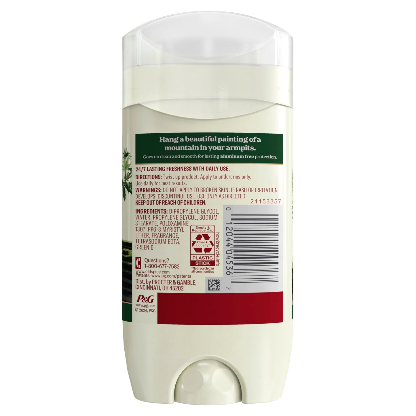 Old Spice Aluminum Free Deodorant for Men – Alpine with Hemp Seed Oil + Green Tea, Pack of 3, 3.0 oz