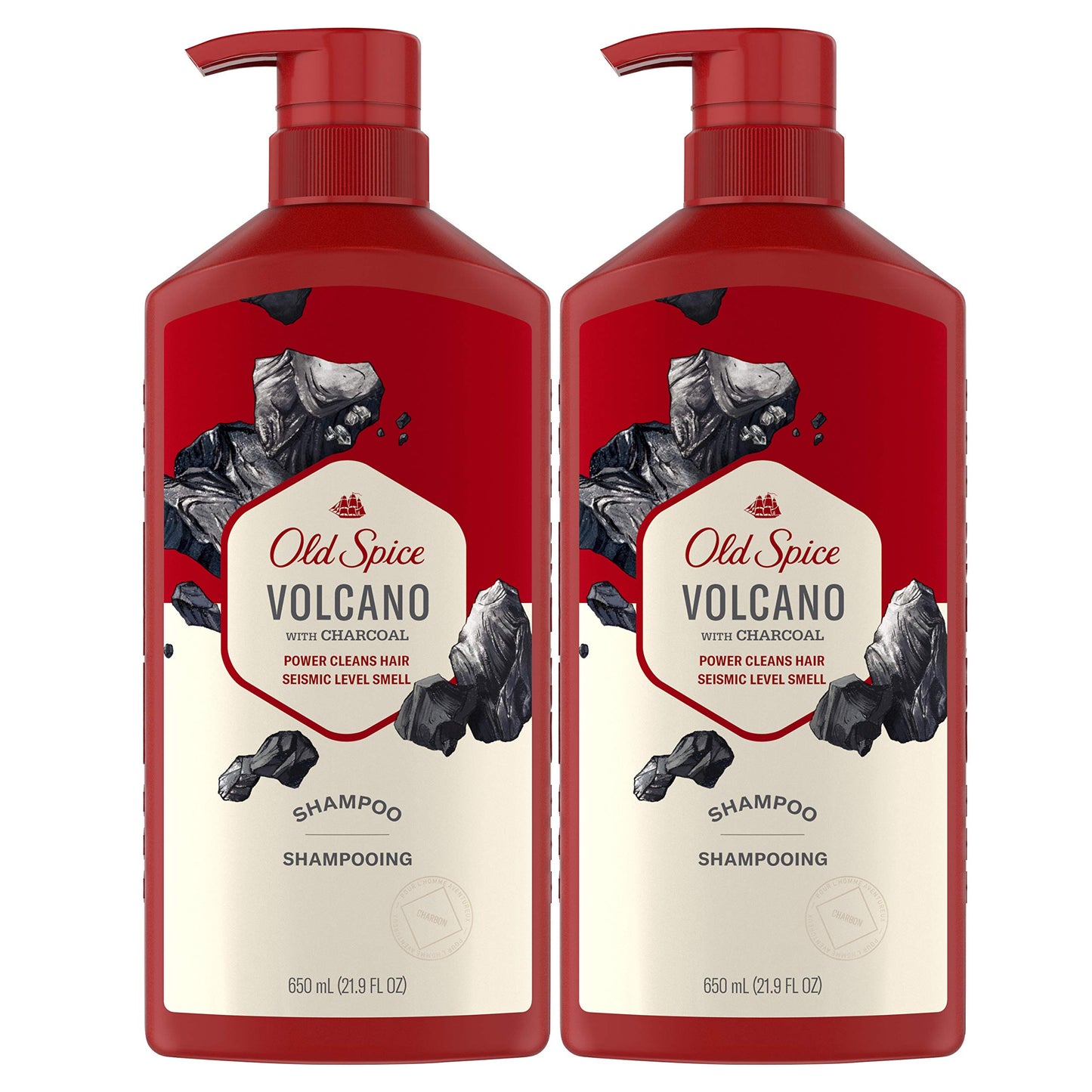 Old Spice Charcoal Shampoo for Men – Volcano-Inspired Cleanse, 21.9 oz Twin Pack