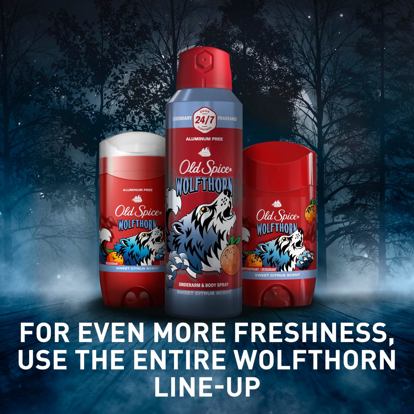 Old Spice Wolfthorn Aluminum Free Deodorant for Men — 24/7 Odor Protection, 3-Pack