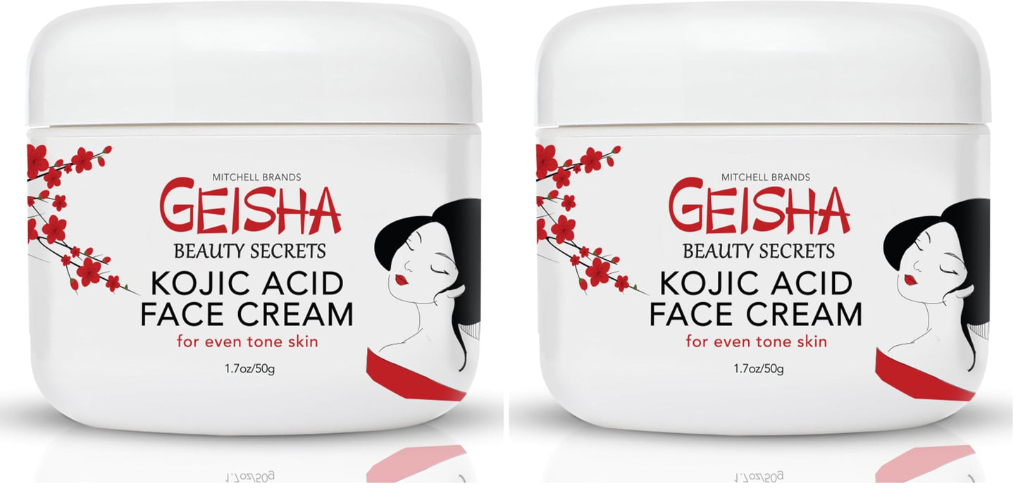 OMIC Geisha Kojic Acid Cream – 1.7 fl oz (50 ml) – Brightening Cream for Face, Body & Hands – Glycolic Acid – Pack of 2