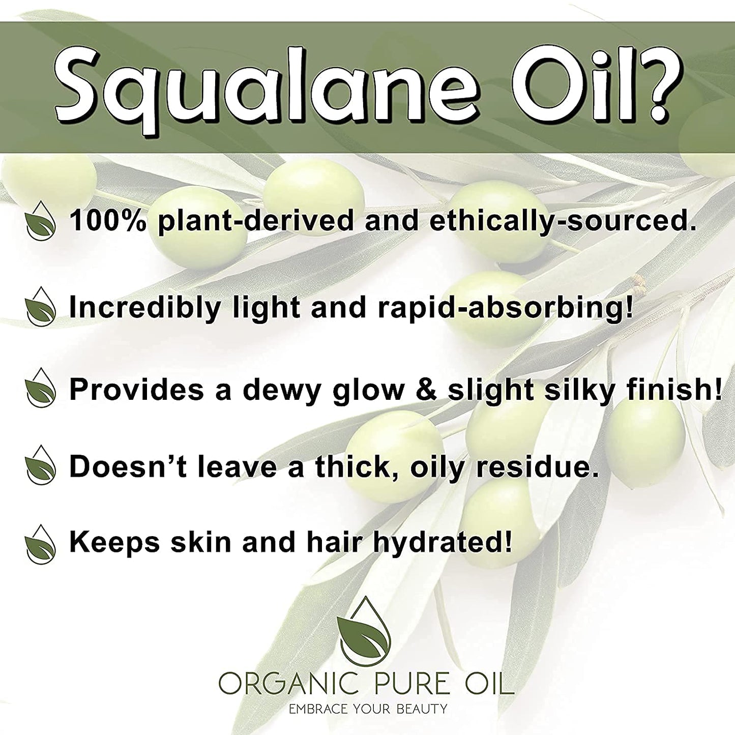OPO Squalane Oil – Plant-Derived Olive Squalane, 16 oz, Ultra Hydration