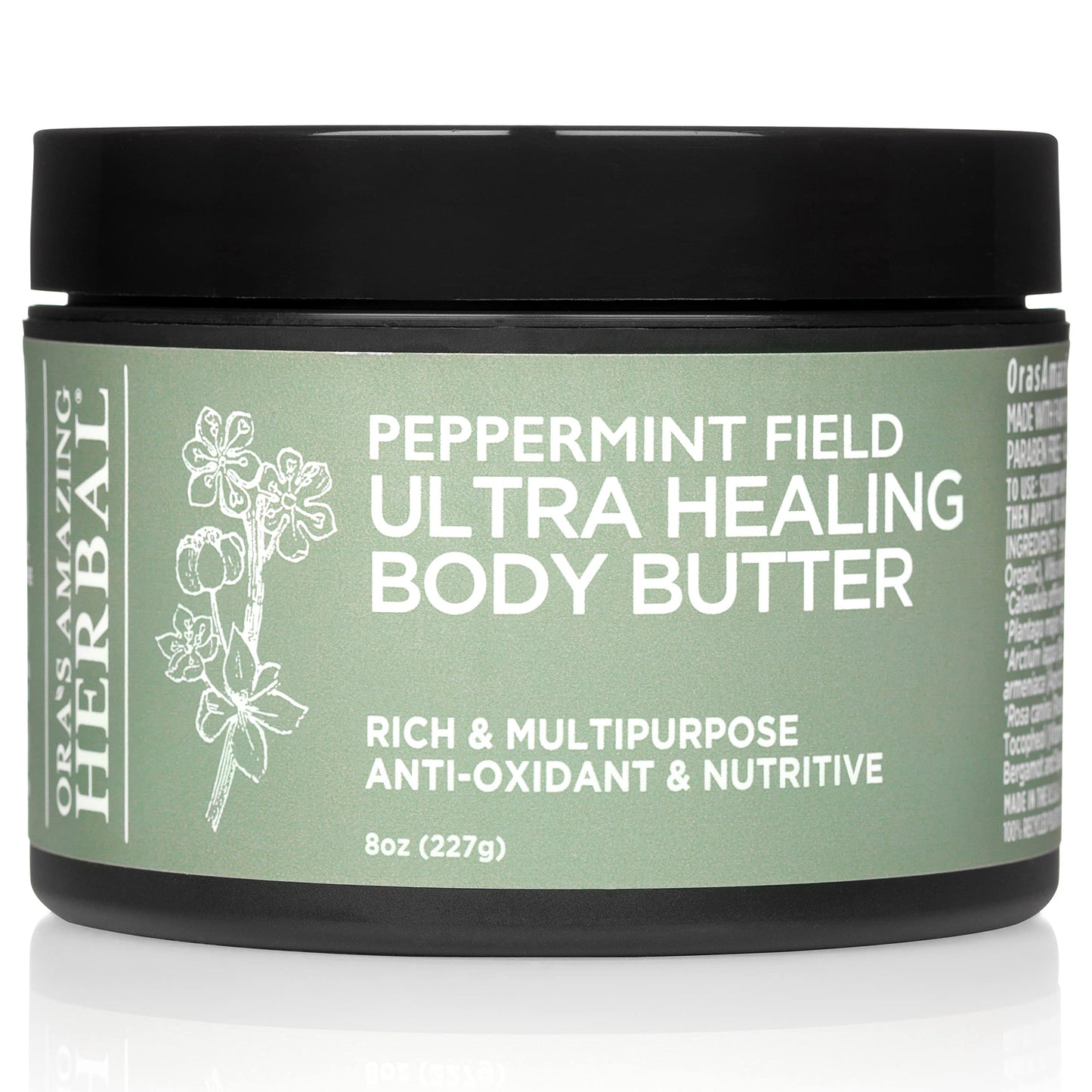 Ora's Amazing Herbal Ultra Healing Body Butter — Intensive Moisturizer for Dry Skin, Spearmint & Bergamot (8 oz)