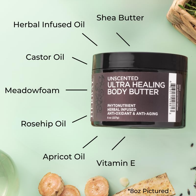 Ora's Amazing Herbal Ultra Healing Body Butter – Intensive Unscented Moisturizer (8 oz)
