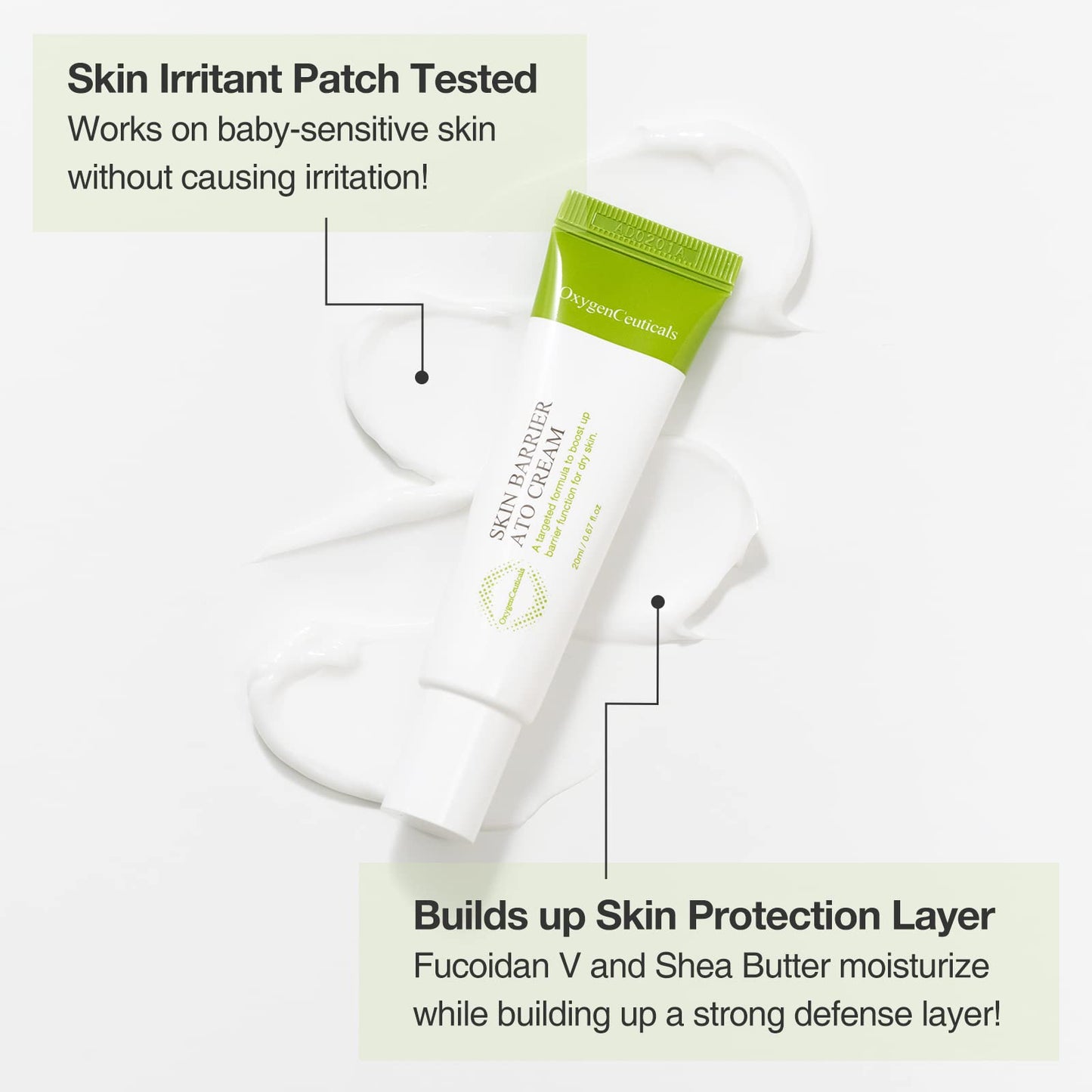 OxygenCeuticals Skin Barrier Ato Cream – Fucoidan V, Shea Butter & Centella Asiatica | 0.67 fl oz