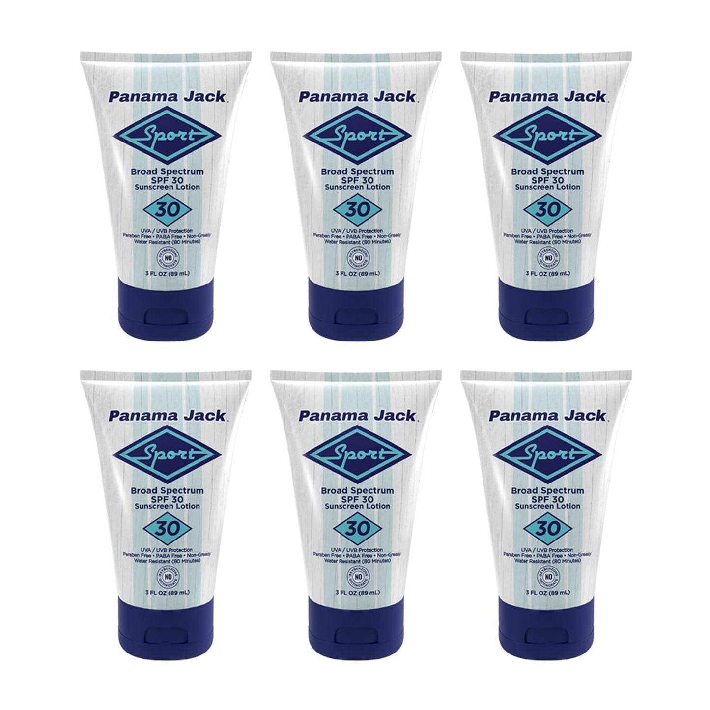 Panama Jack Sport Sunscreen Lotion SPF 30 – Non-Greasy Broad Spectrum, Reef Friendly, 3 oz (Pack of 6)