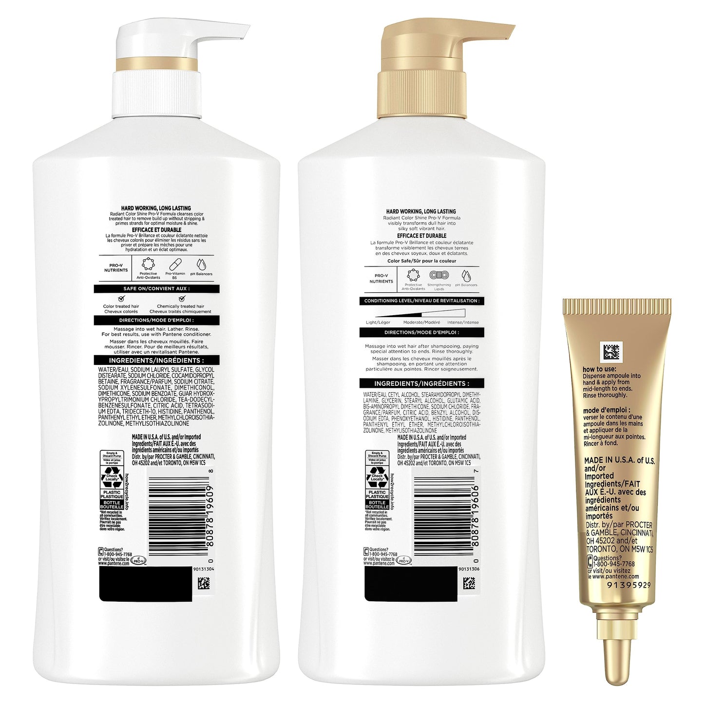 Pantene Radiant Color Shine Shampoo, Conditioner & Rescue Shot – Color-Treated Hair Safe