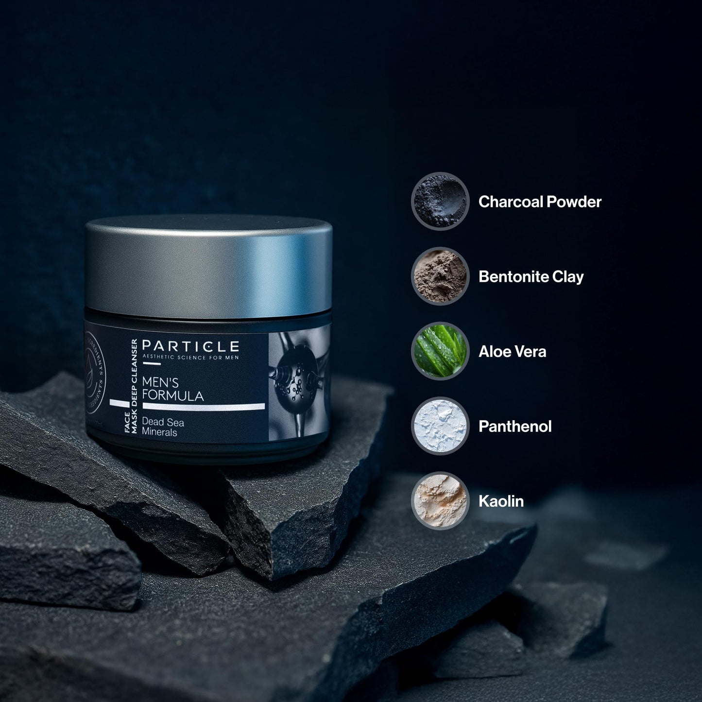 Particle Mineral Face Mask for Men – Hydrating Deep Cleansing Clay with Charcoal and Dead Sea Minerals