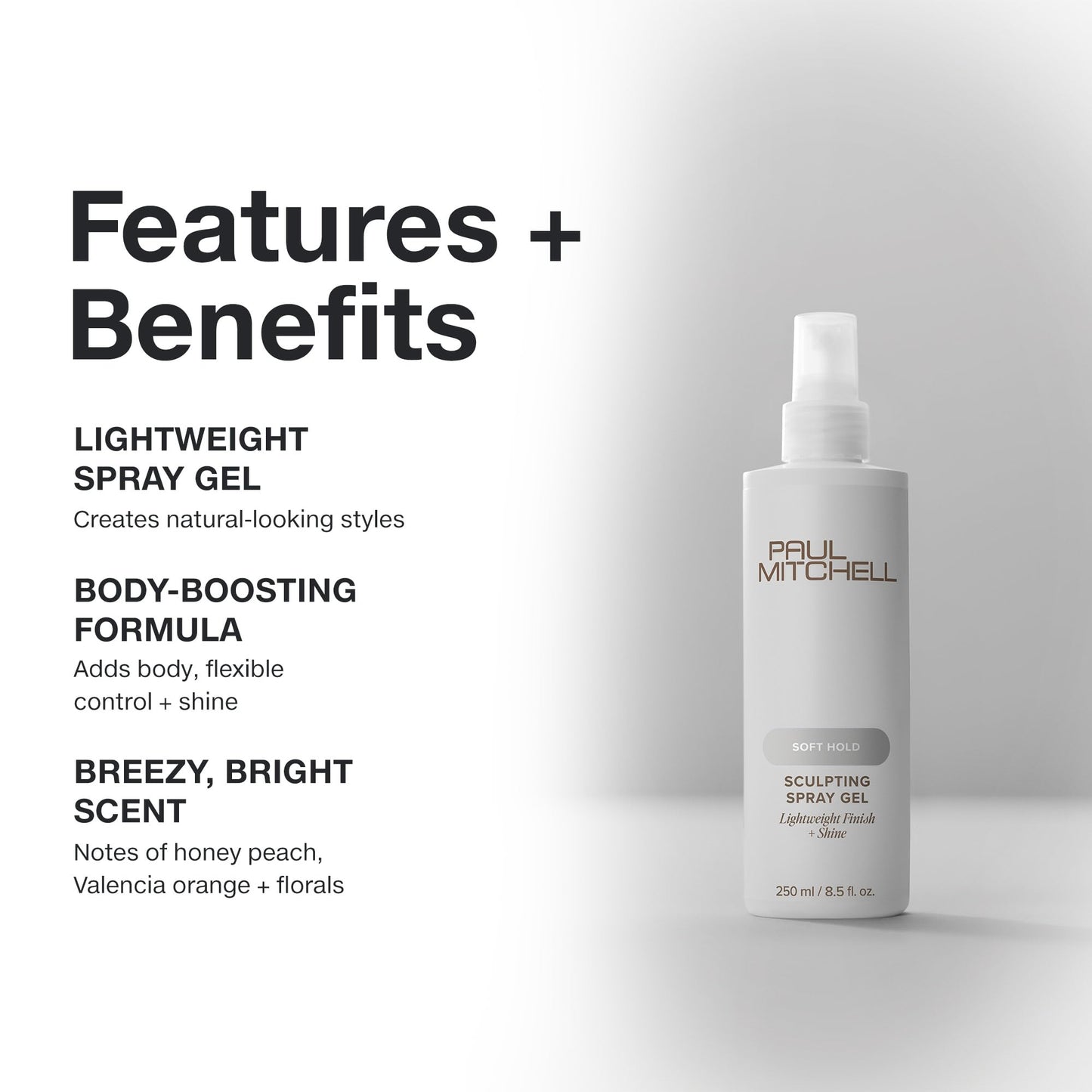 Paul Mitchell Soft Sculpting Spray Gel – Natural Hold, Soft Finish, All Hair Types, 33.8 oz