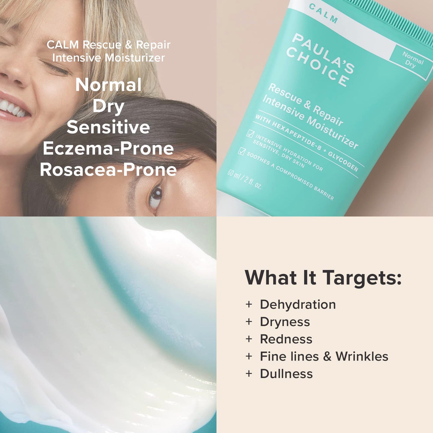 Paula's Choice CALM Intensive Moisturizer – Dry & Sensitive Skin, Fragrance-Free, 2 oz