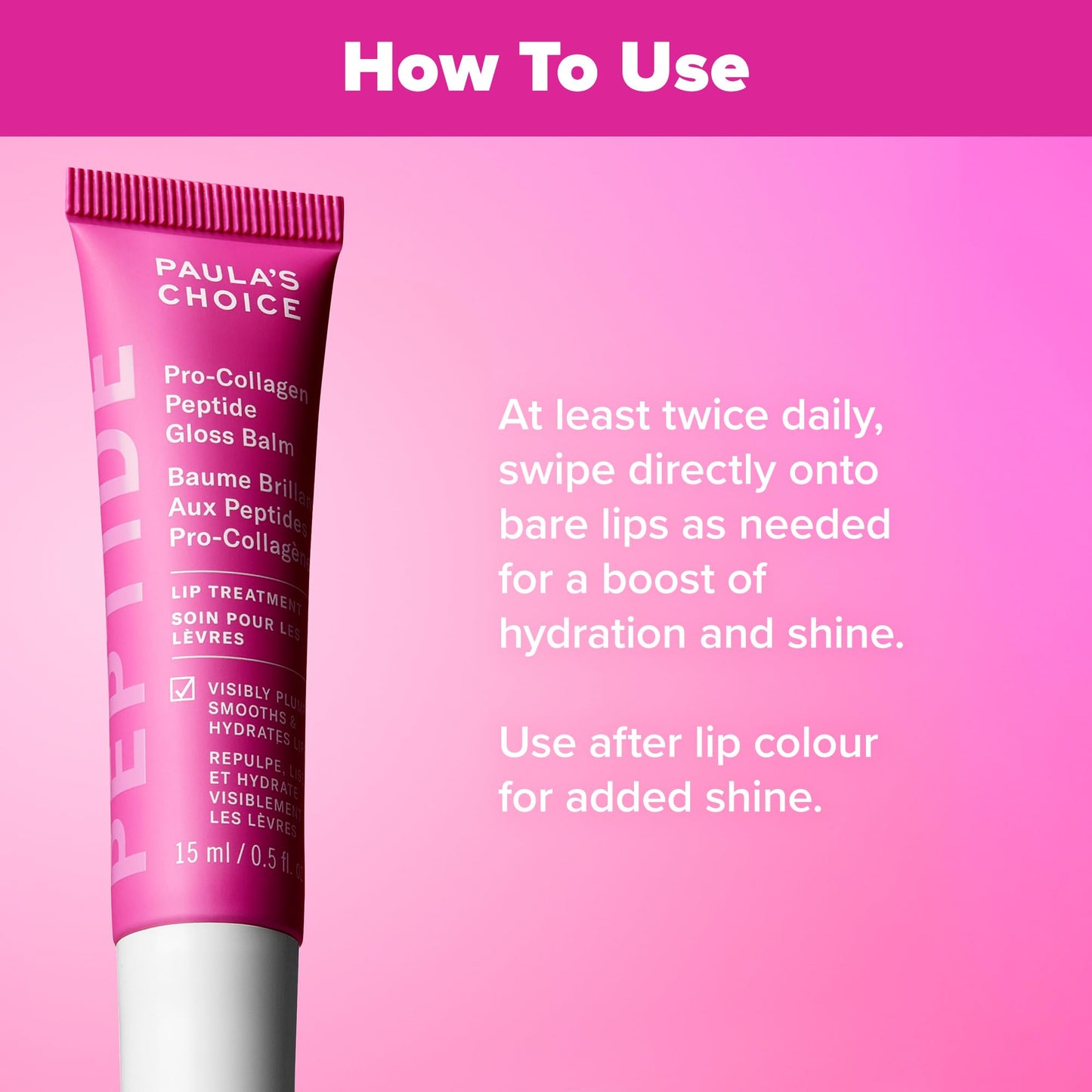 Paula's Choice Pro-Collagen Peptide Gloss Lip Balm – Hydrates, Smooths & Sheer Gloss for Fuller Lips | Cruelty-Free 0.5 oz