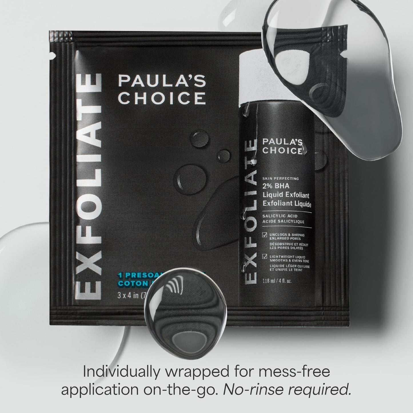 Paula's Choice Skin Perfecting 2% BHA Pads – Travel Exfoliating Toner Pads (Pack of 3)