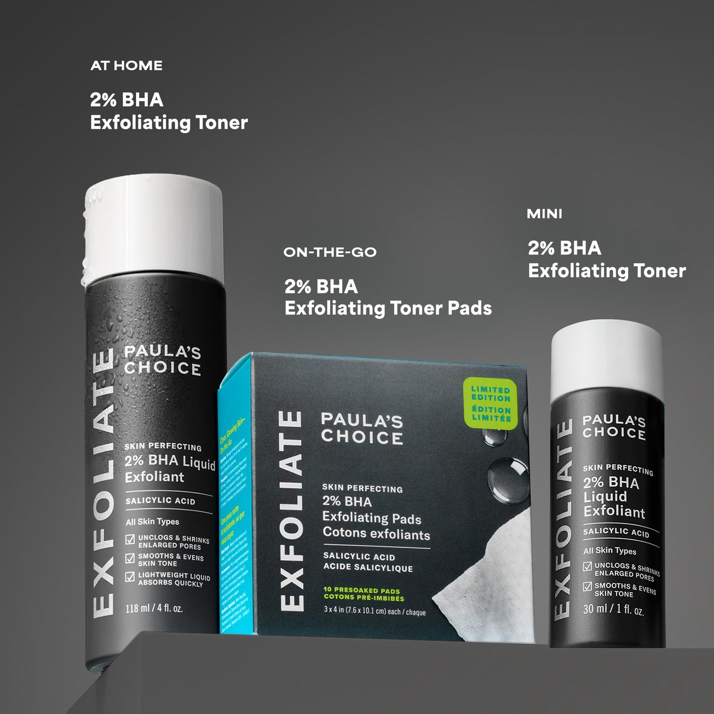 Paula's Choice Skin Perfecting 2% BHA Pads – Travel Exfoliating Toner Pads (Pack of 3)