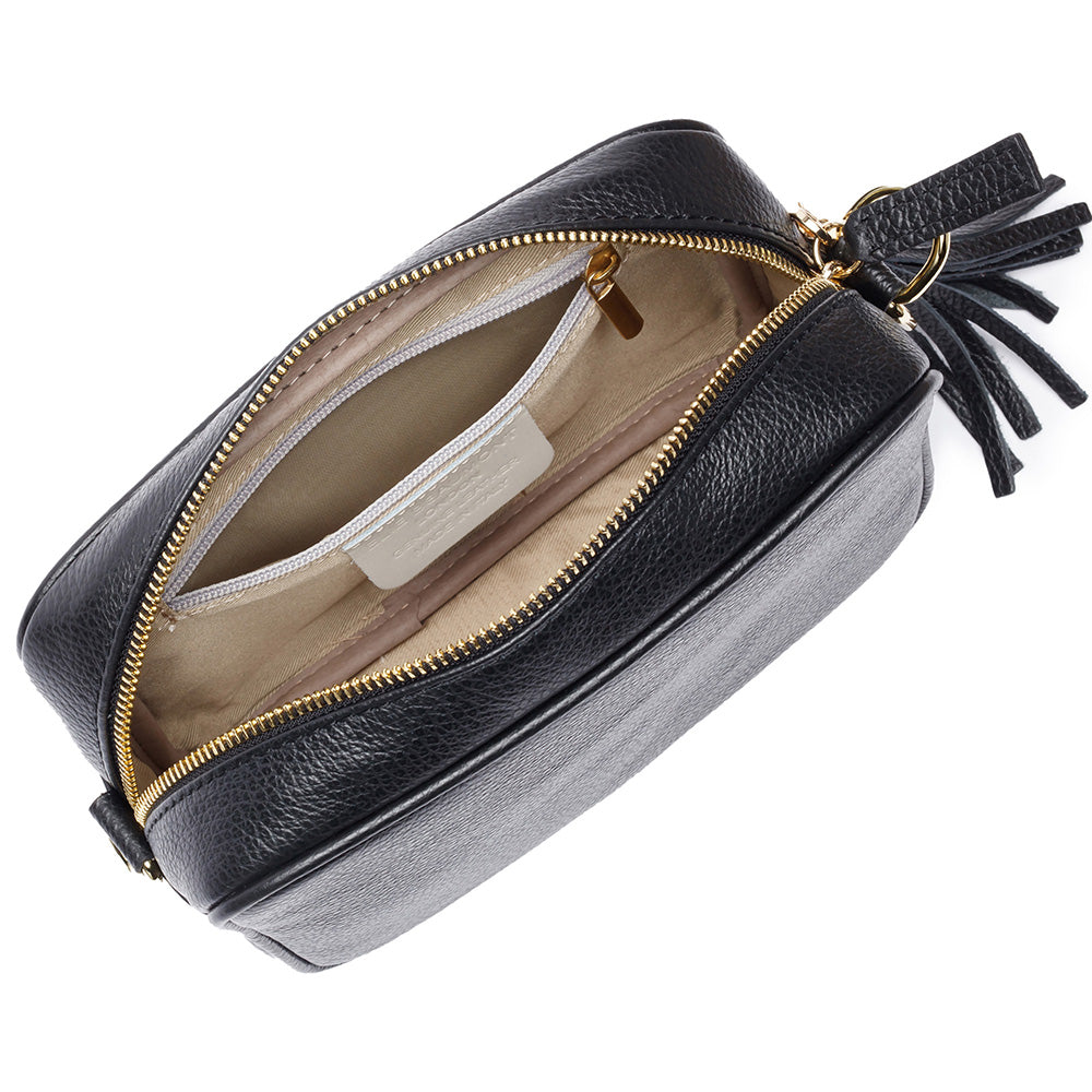Personalised Elie Beaumont Navy Bag with Gold Chain Strap