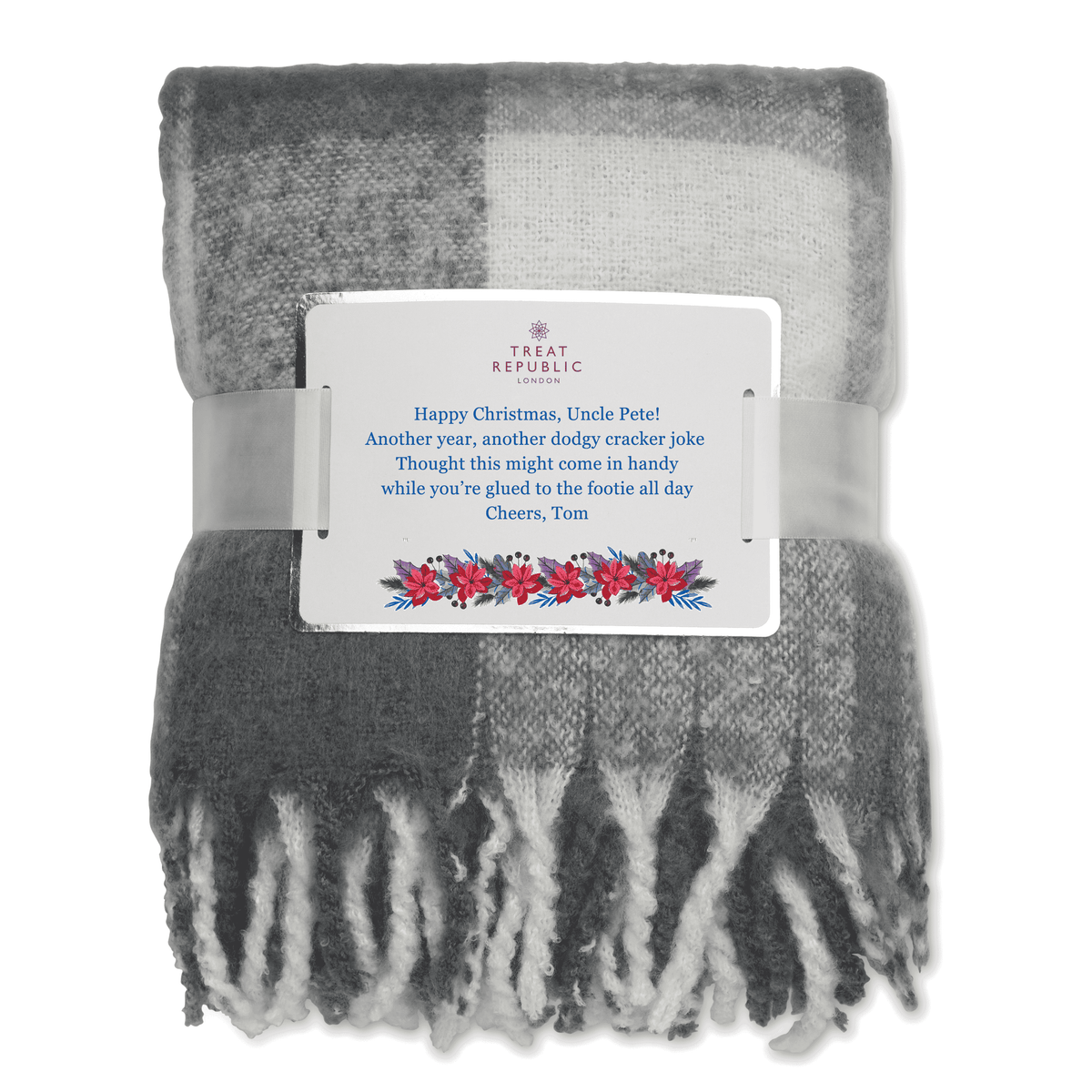 Personalised Chequered Mohair Feel Blanket