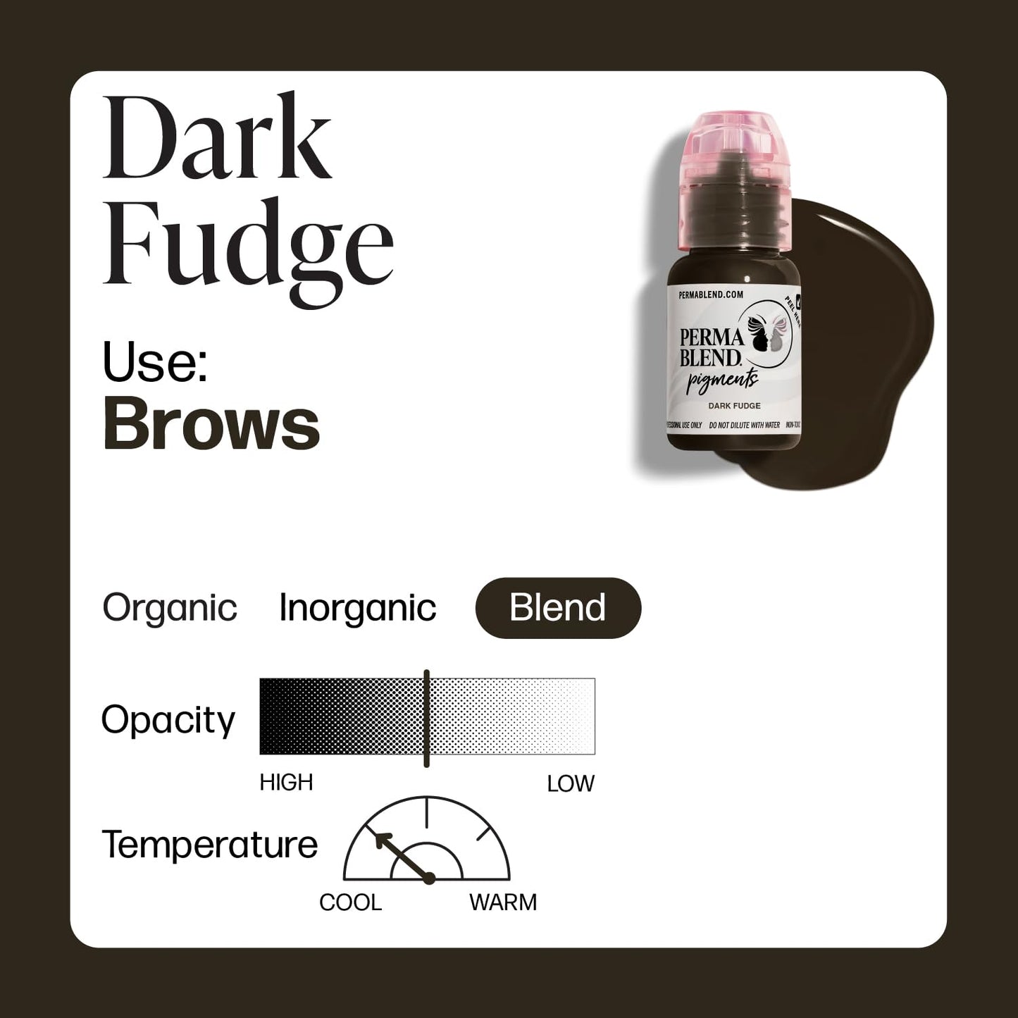 Perma Blend Dark Fudge Microblading Ink – Dark Brown, Vegan, 0.5 oz for Permanent Eyeliner