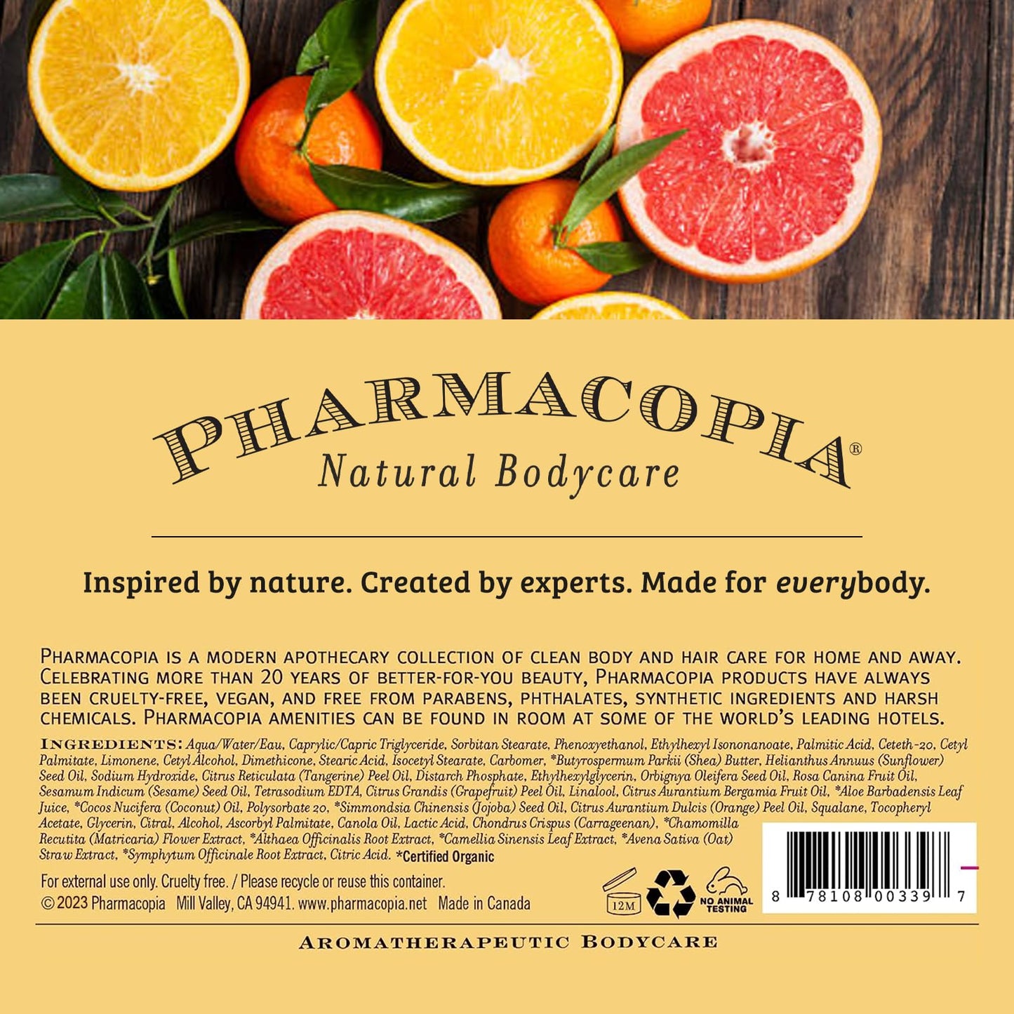 Pharmacopia Citrus Shampoo – Natural Plant-Based, Vegan & Cruelty-Free (16 oz)