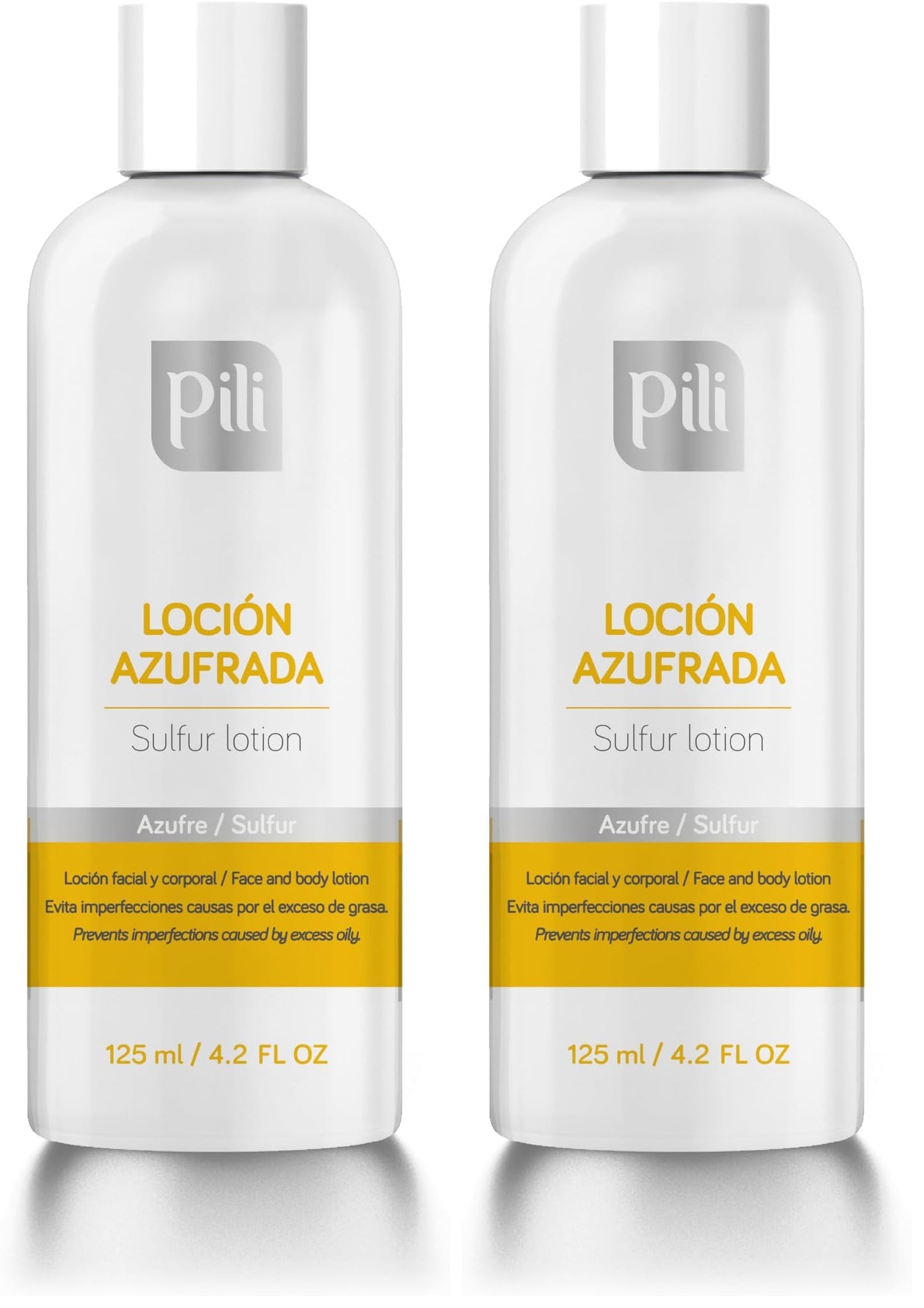 Pili Natural Pili Sulfur Lotion – Oil Control & Shine Reduction | Lightweight, Fast-Absorbing 4.2 fl oz (Pack of 2)