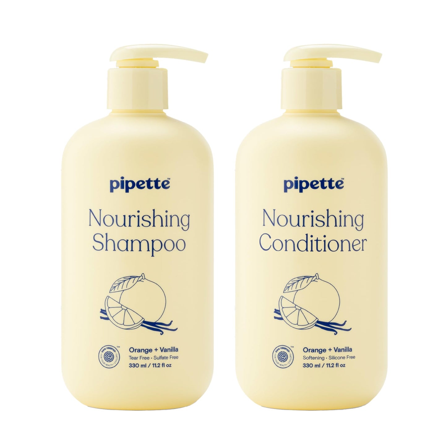 Pipette Daily Nourishing Kids Shampoo & Conditioner Duo — Tear-Free, Sulfate-Free, Hypoallergenic