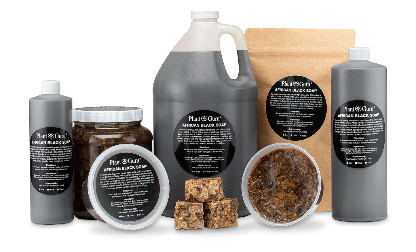 Plant Guru Raw African Black Soap – 3 lb Bulk Bars, 100% Natural from Ghana