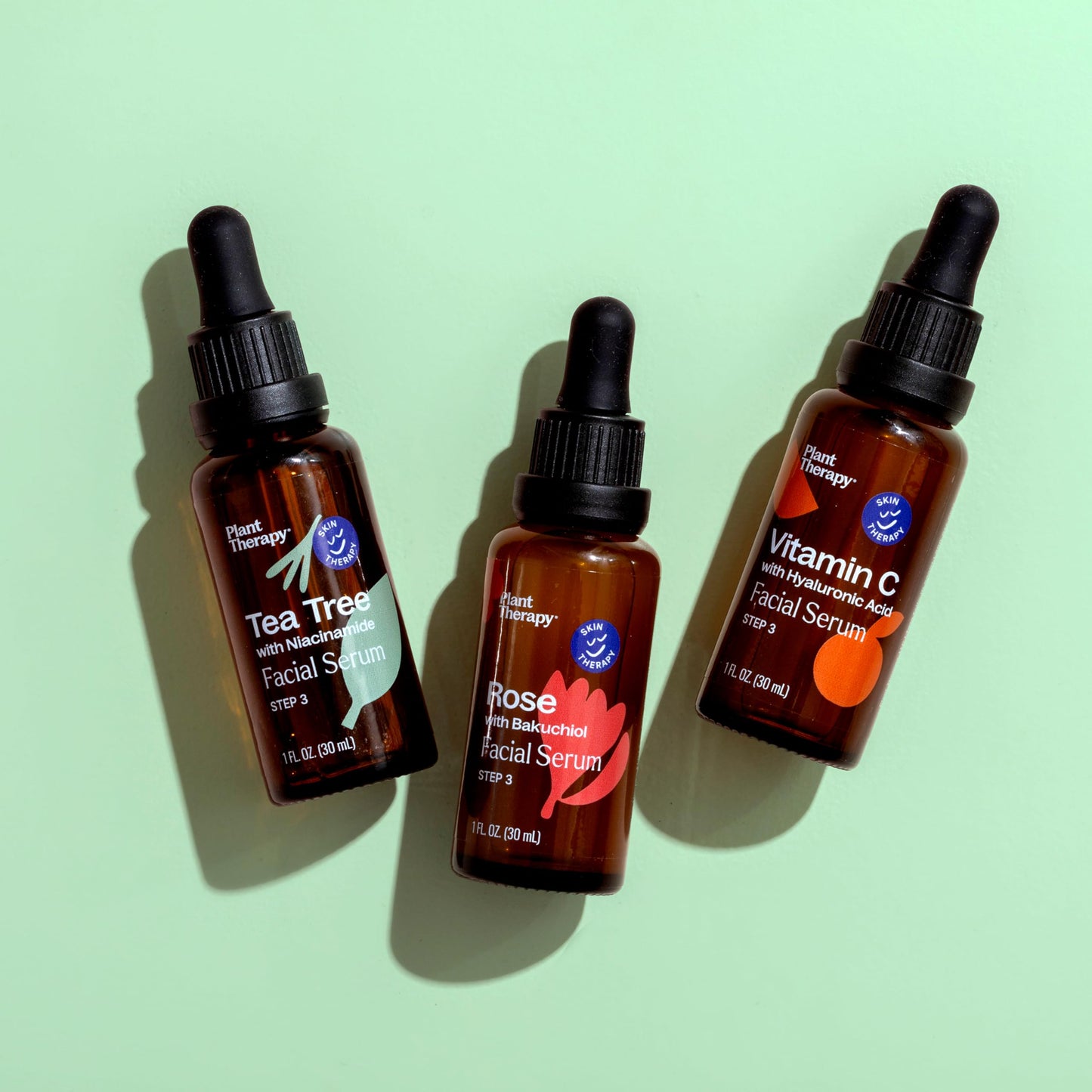 Plant Therapy Facial Serum Trio Set – Rose Bakuchiol, Tea Tree Niacinamide, Vitamin C Hyaluronic Acid