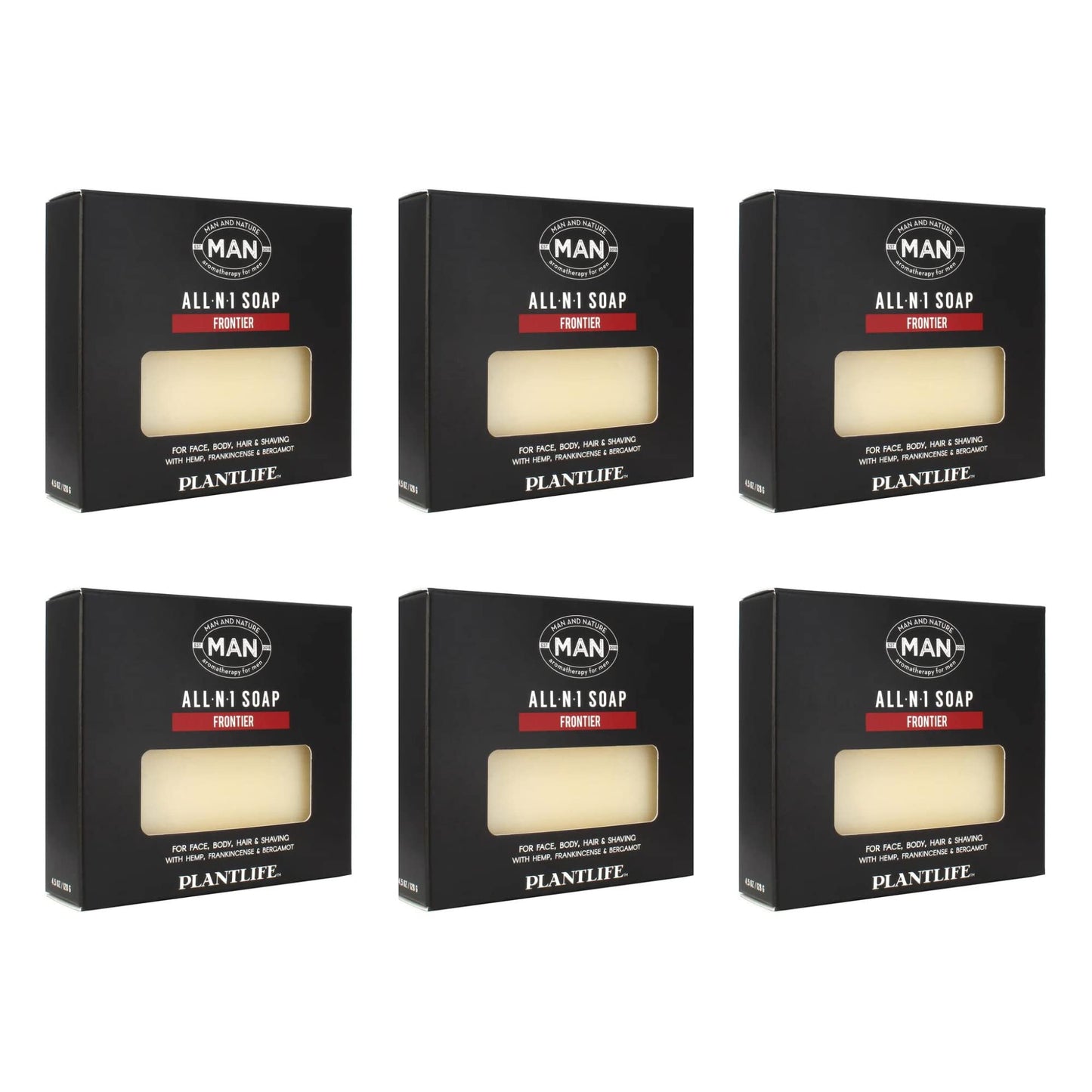 Plantlife Man and Nature All-N-1 6-Bar Soap Pack - Moisturizing & Handcrafted in California
