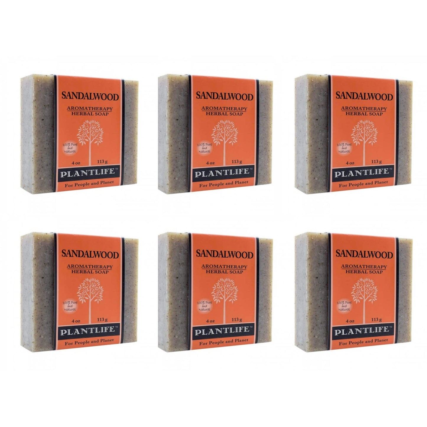 Plantlife Sandalwood 6-Pack Bar Soap – Moisturizing, Hand-Crafted, California-Made
