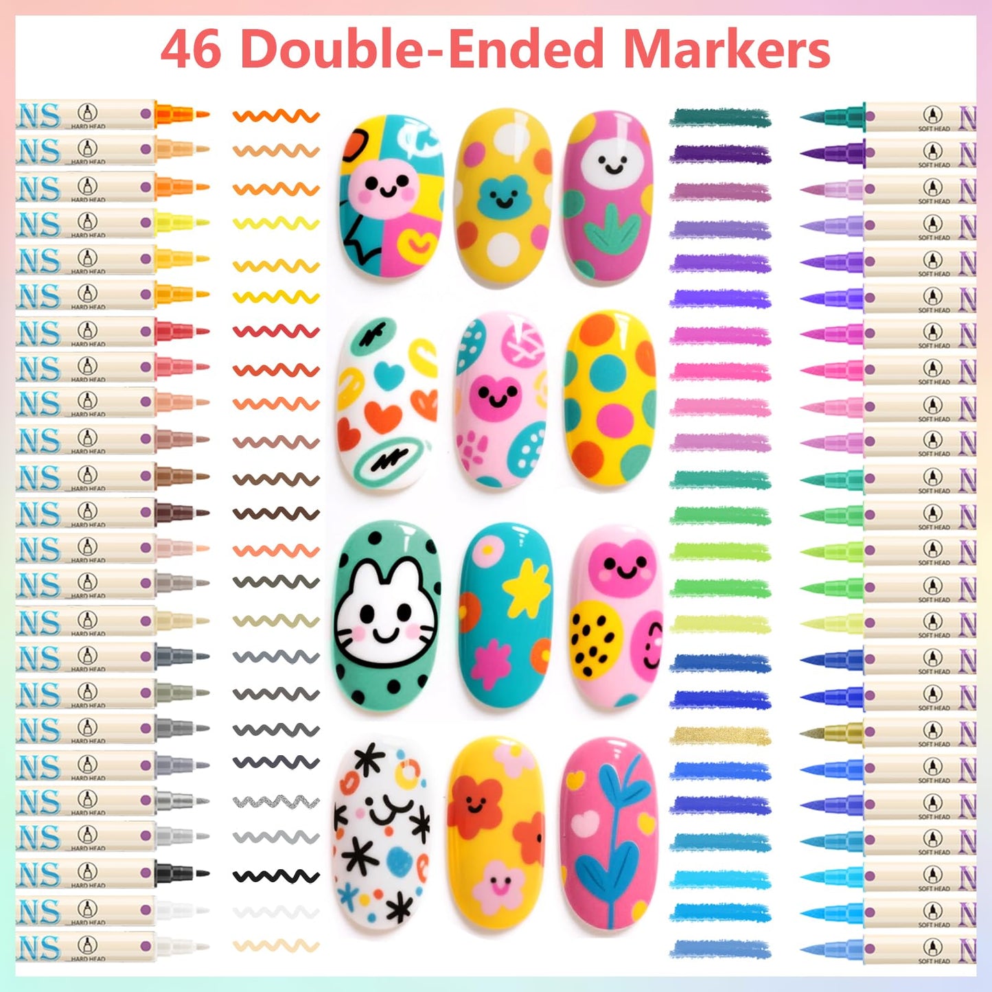 Ponhey 48 Colors Nail Art Pens Set – Quick-Drying Acrylic Markers for Nail Design
