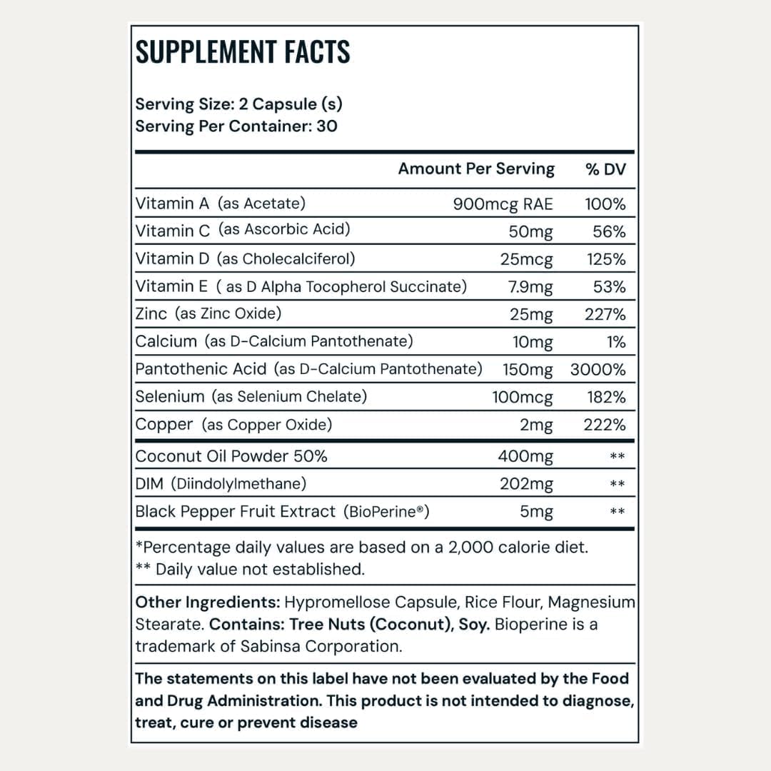 Pore Favor Skin Support Supplement with DIM, Zinc, Vitamins – Once-Daily Capsules