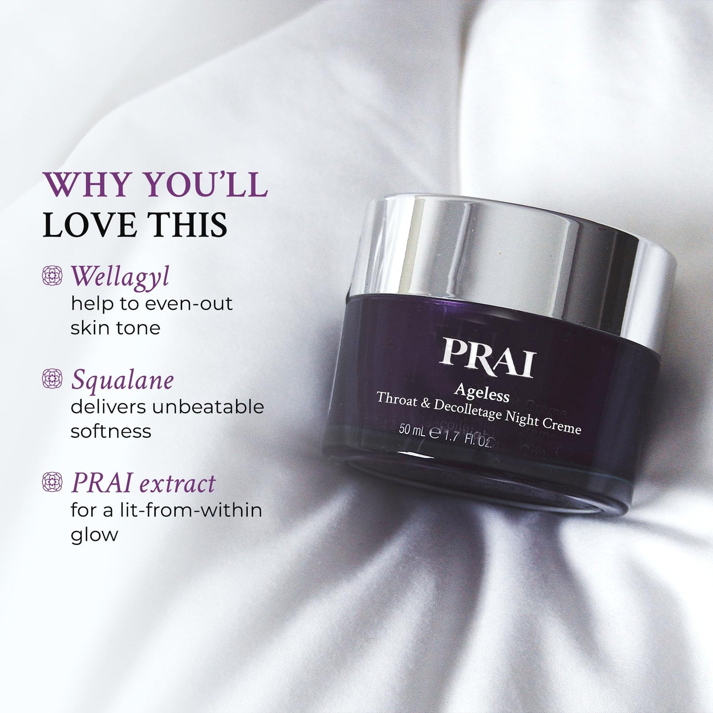 PRAI Beauty Ageless Throat & Decolletage Night Creme — Neck Firming Cream with Retinol | 4 oz | Cruelty-Free