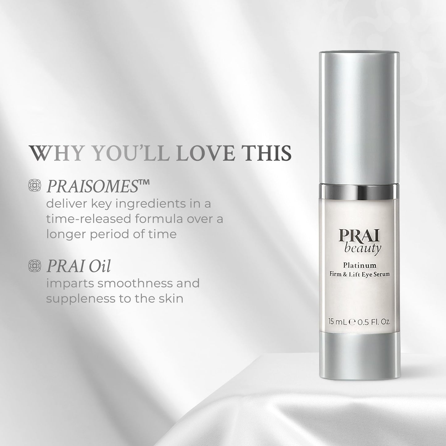 PRAI Beauty Platinum Firm and Lift Eye Serum | Hydrating Eye Care 0.5 oz