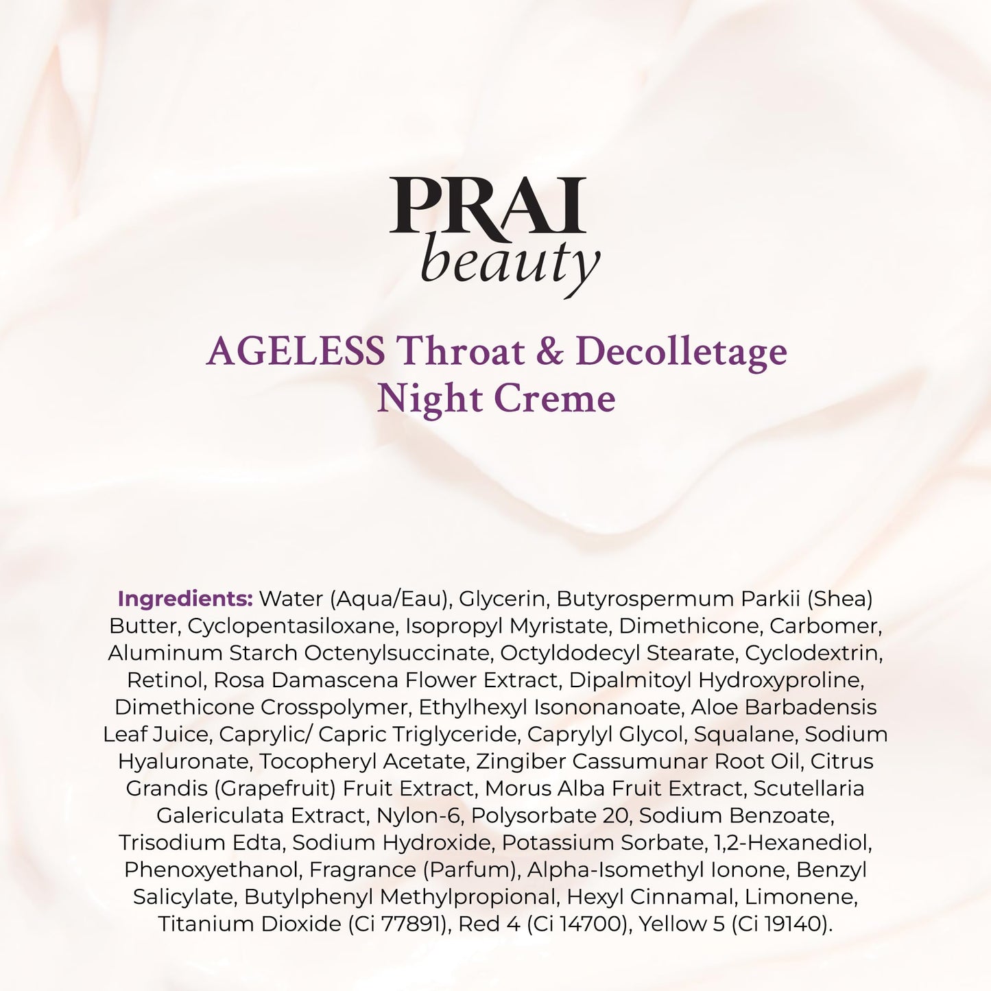 PRAI Beauty Ageless Throat & Decolletage Night Creme — Neck Firming Cream with Retinol | 4 oz | Cruelty-Free