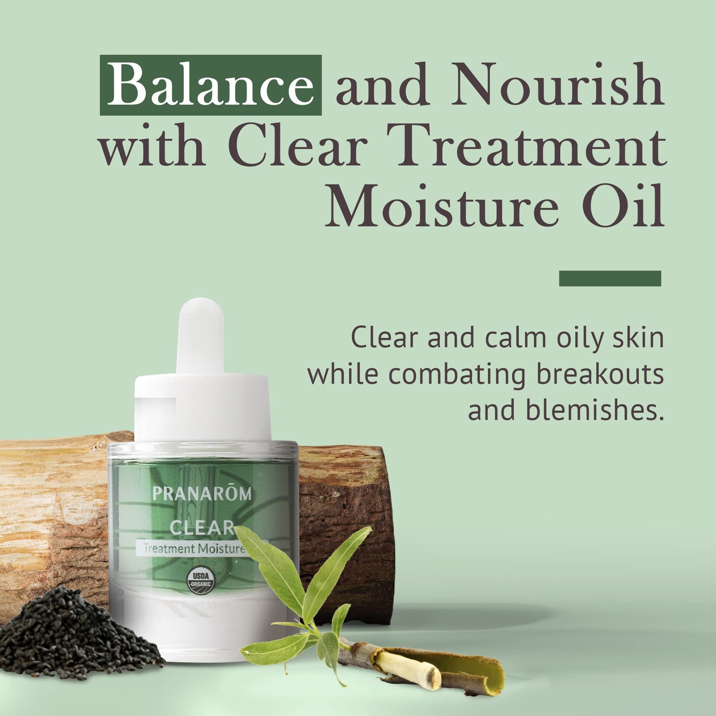 Pranarom Clear Treatment Moisture Oil – Hydrating Facial Oil for Oily & Blemish-Prone Skin | Organic Essential Oils