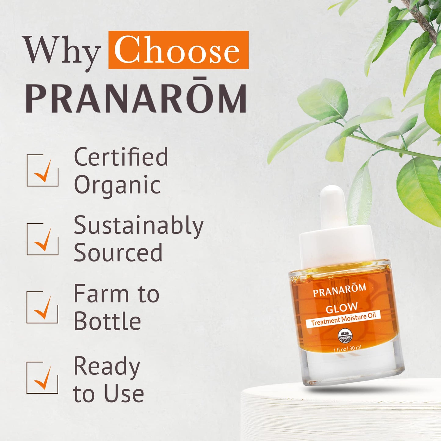 Pranarom Glow Treatment Moisture Oil – 1oz 30ml Pure & Natural for Dry Skin