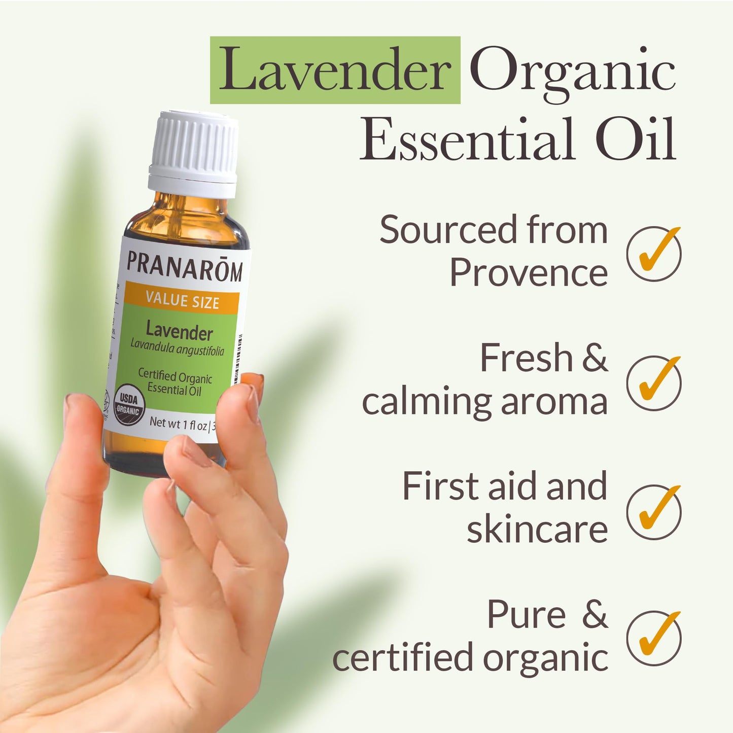 Pranarom USDA Organic Lavender Essential Oil (30ml) – 100% Pure, Undiluted, Therapeutic Grade