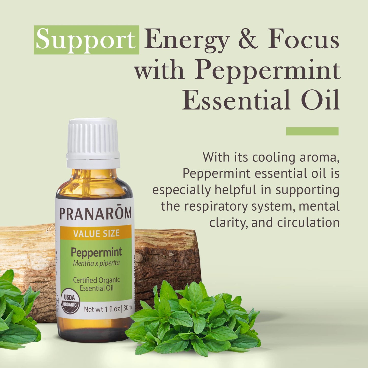 Pranarom USDA Organic Peppermint Essential Oil (30ml) – 100% Pure, Therapeutic Grade