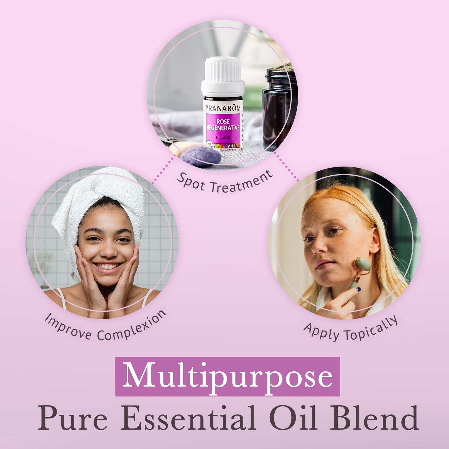 Pranarom Rose Regenerative Facial Essential Oil Blend (5ml) – Organic, 100% Pure for Skincare