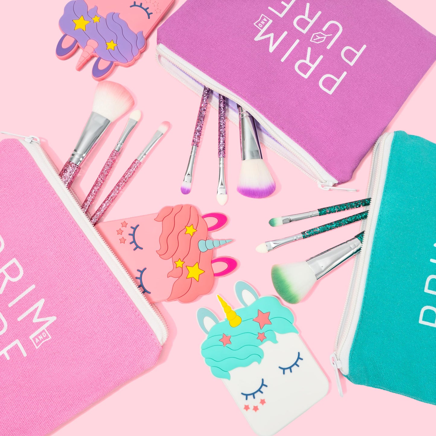 Prim and Pure Mineral Gift Set with Unicorn Mirror – Perfect for Play Dates & Birthdays (Pink)