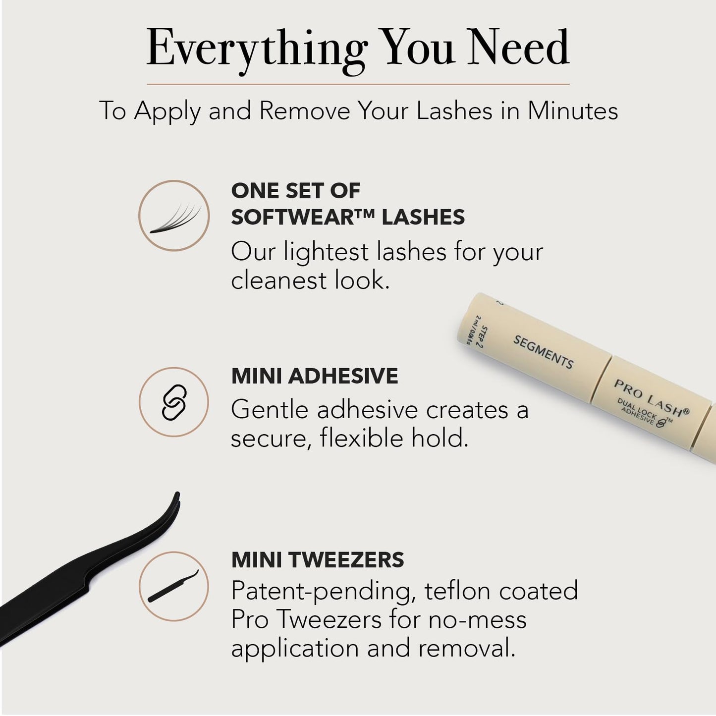 Pro Lash SoftWear Mini Lash Clusters Kit — Seamless, Lightweight 7-Day Extensions | Adhesive & Tweezers