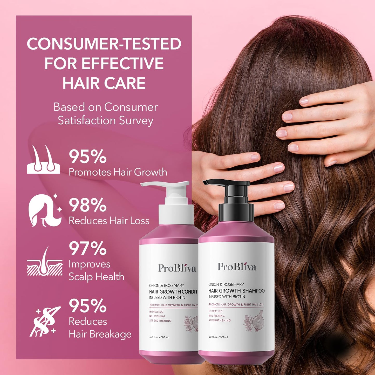 ProBliva Onion, Rosemary & Biotin Hair Growth Shampoo & Conditioner Set – Thinning Hair Support