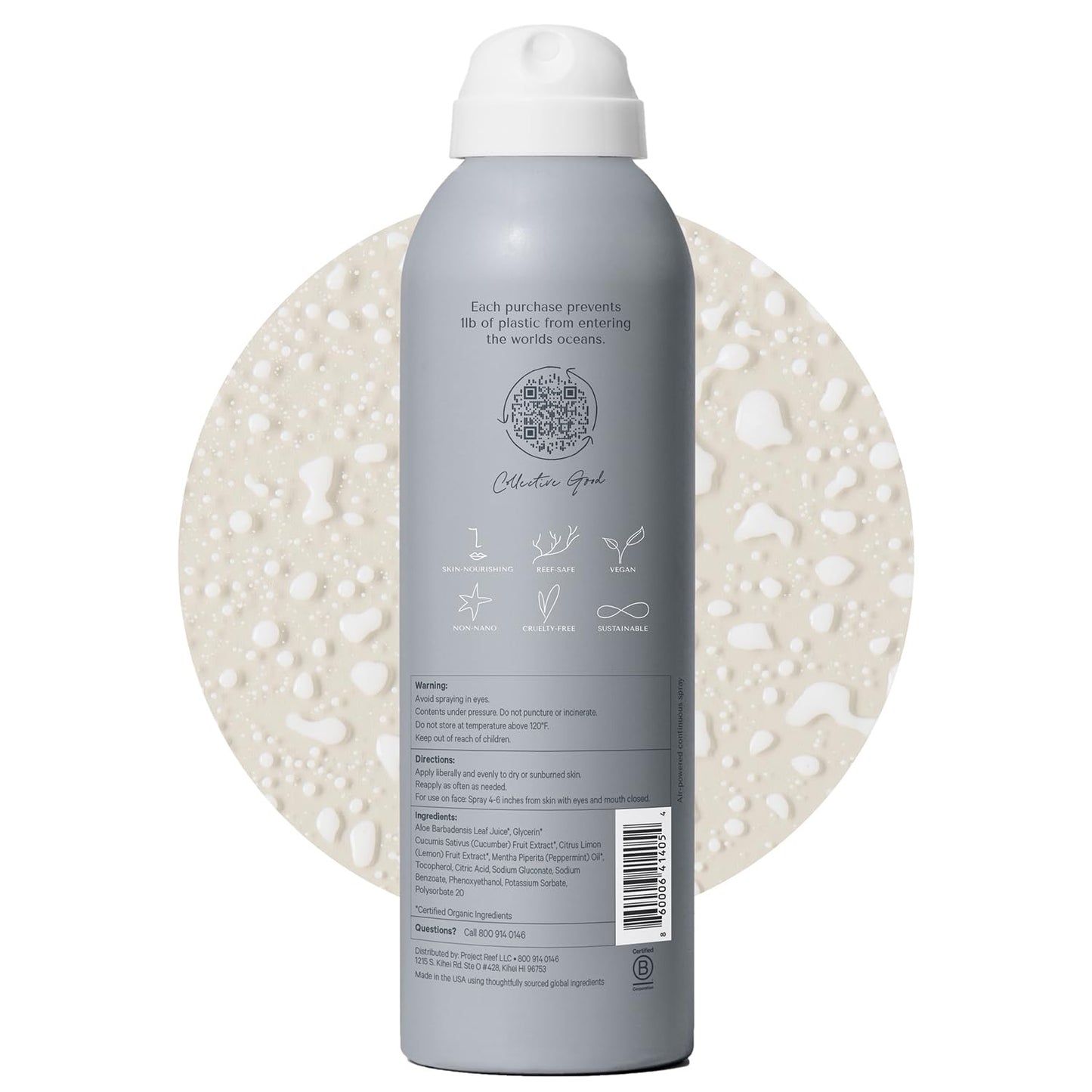 Project Reef Non-Aerosol Aloe Cooling Mist – Vegan, Ocean-Friendly After-Sun Hydration (5 oz)