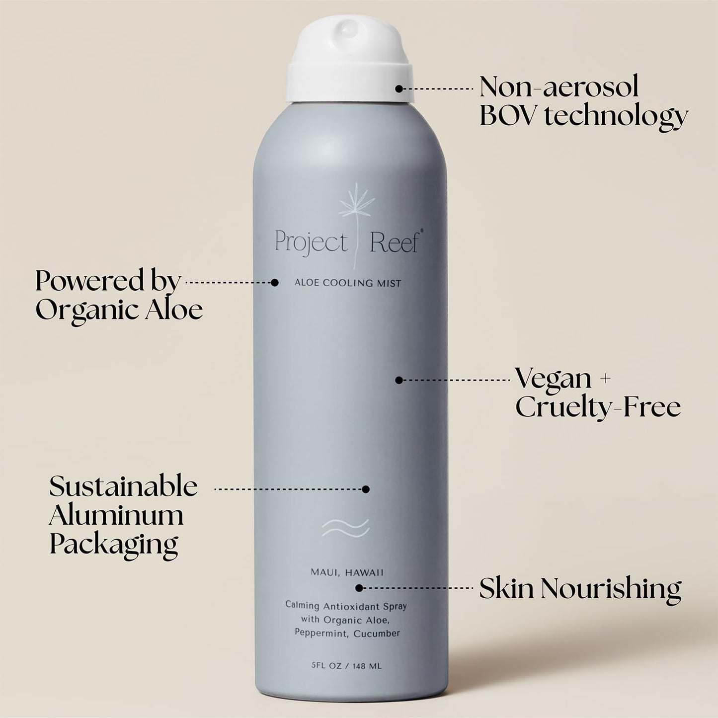 Project Reef Non-Aerosol Aloe Cooling Mist – Vegan, Ocean-Friendly After-Sun Hydration (5 oz)