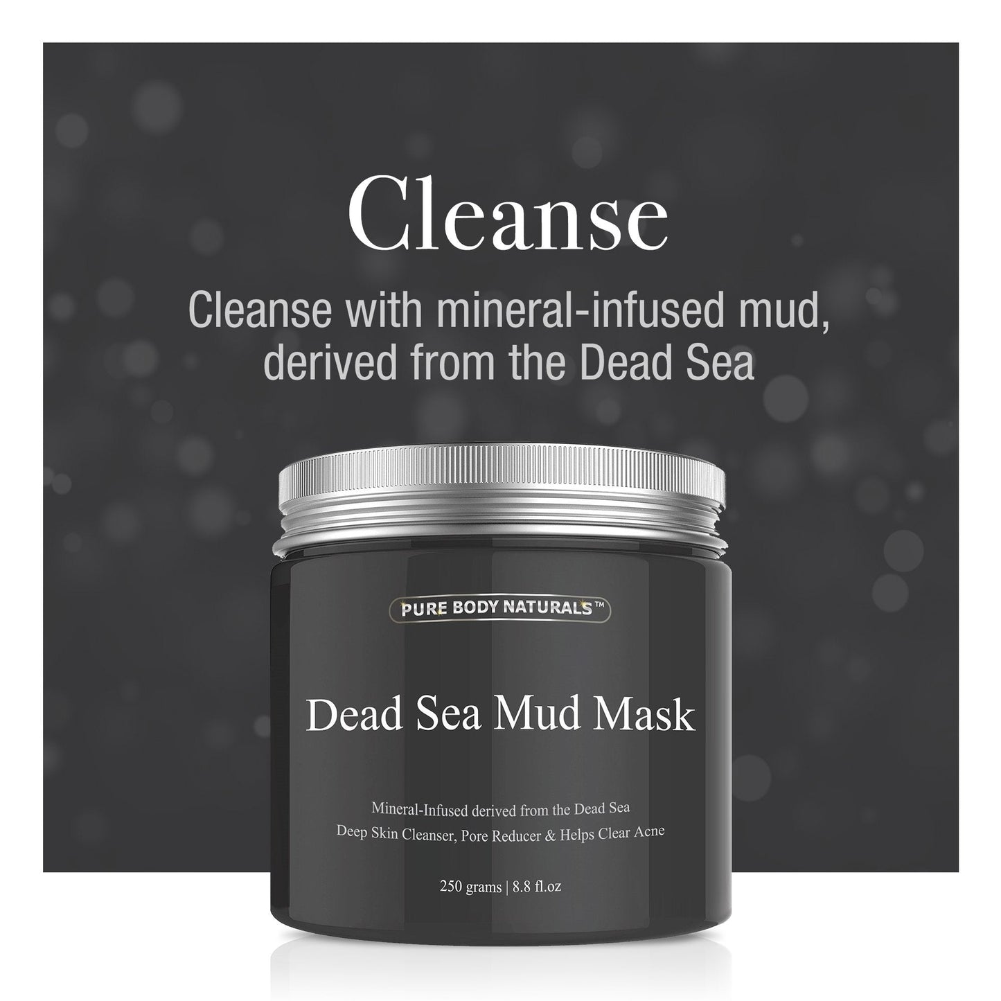 Pure Body Naturals Face Mask Gift Set – Dead Sea Mud, Charcoal & Bentonite Masks