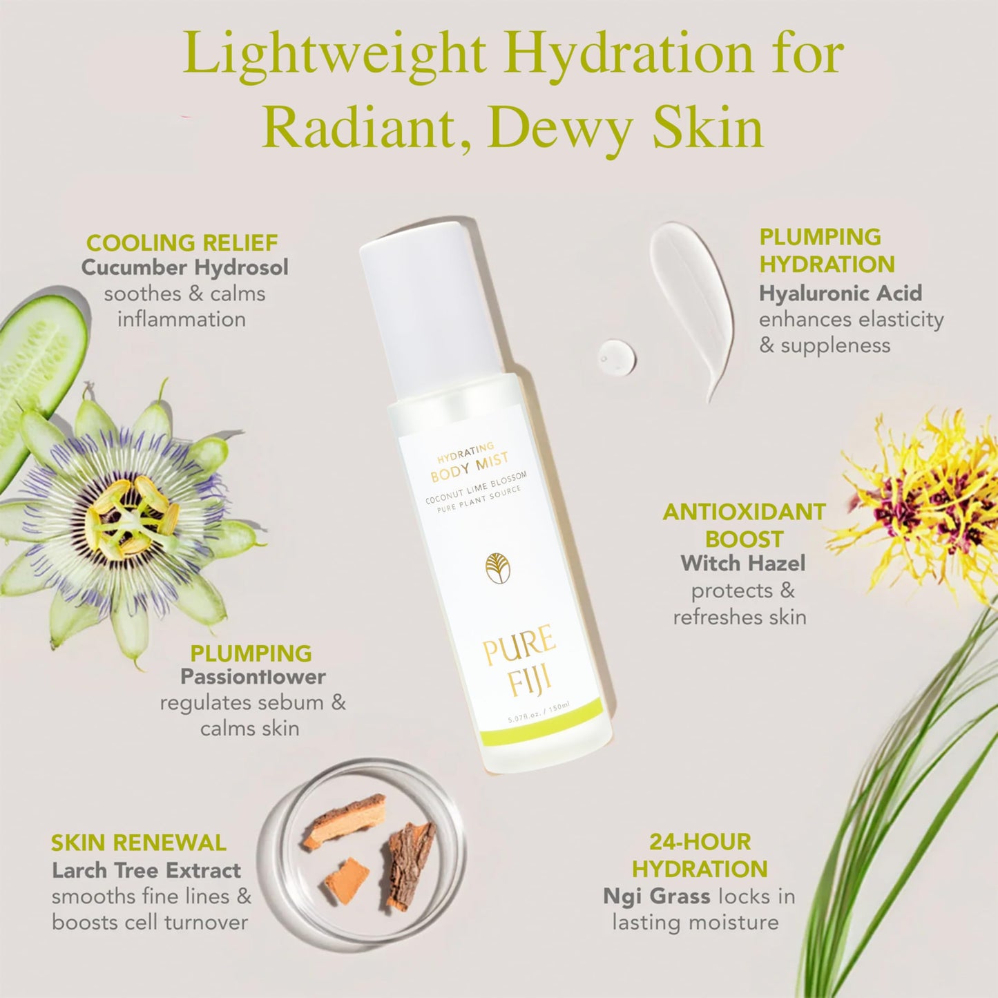 PURE FIJI Hydrating Body Mist Coconut Lime Blossom – 5 oz / 150 ml